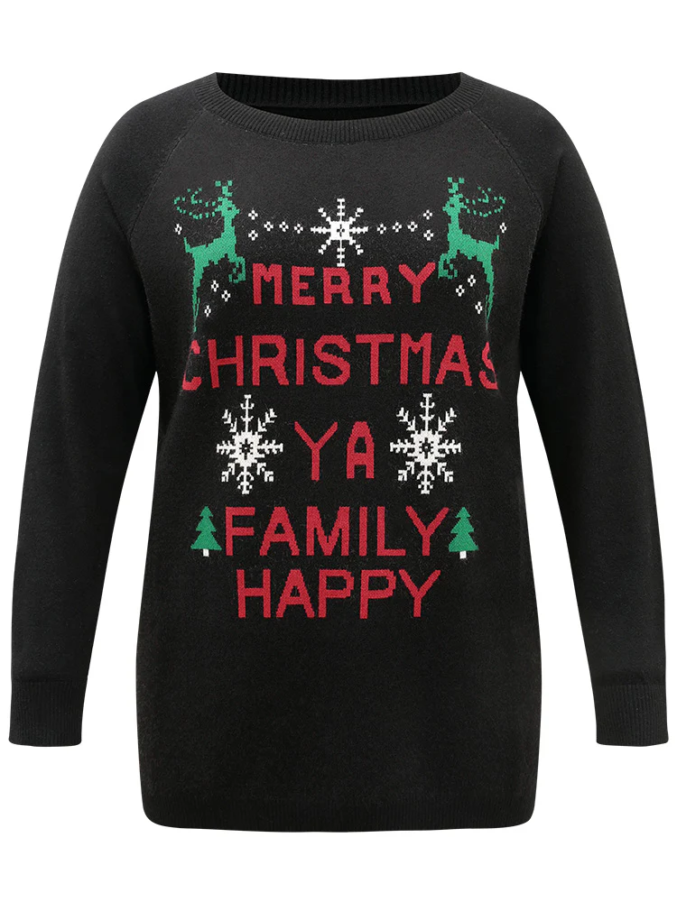 Supersoft Essentials Christmas Elk Letter Crew Neck Pullover - Image 7