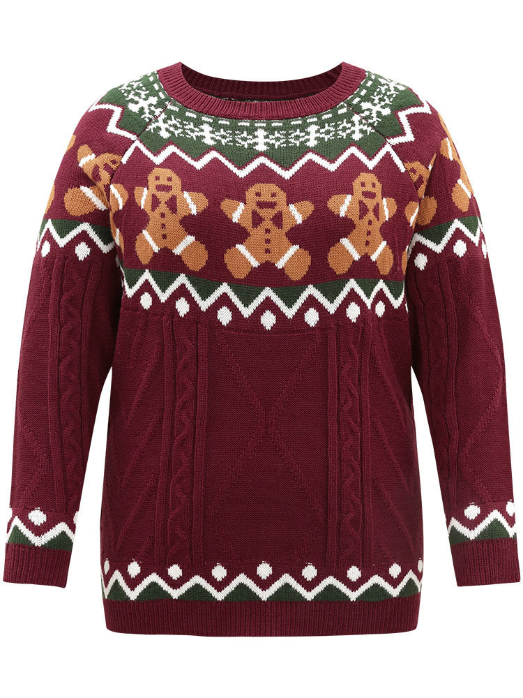Christmas Gingerbread Man Print Plisse Pullover - Image 7