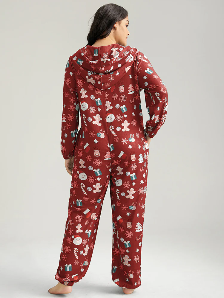 Christmas Graphic Hooded Pocket Pajama Onesie - Image 10