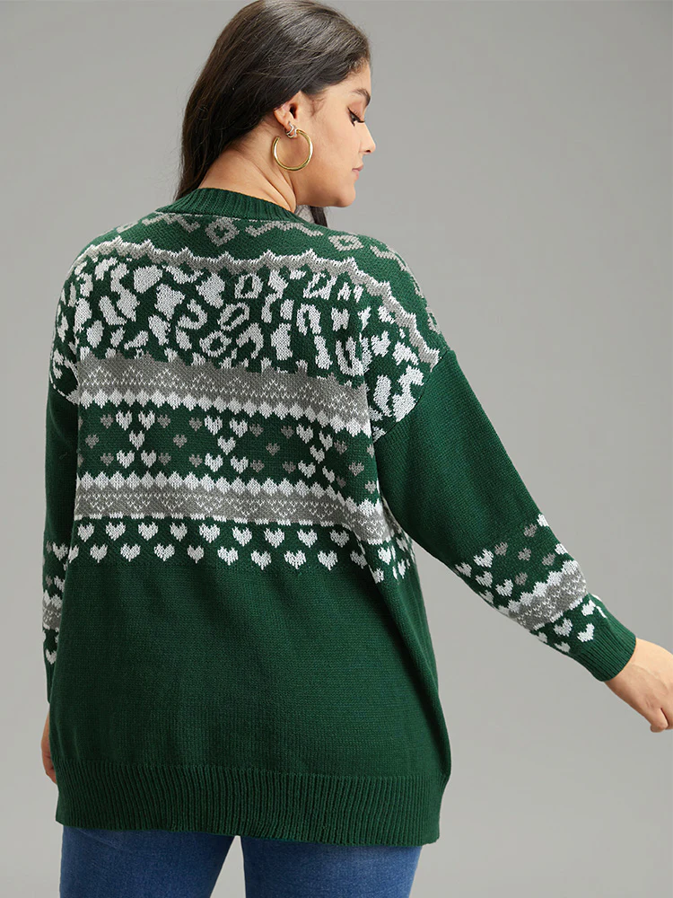 Christmas Jacquard Button Up Pocket Cardigan - Image 2