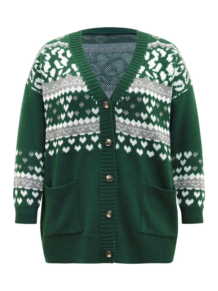 Christmas Jacquard Button Up Pocket Cardigan - Image 7