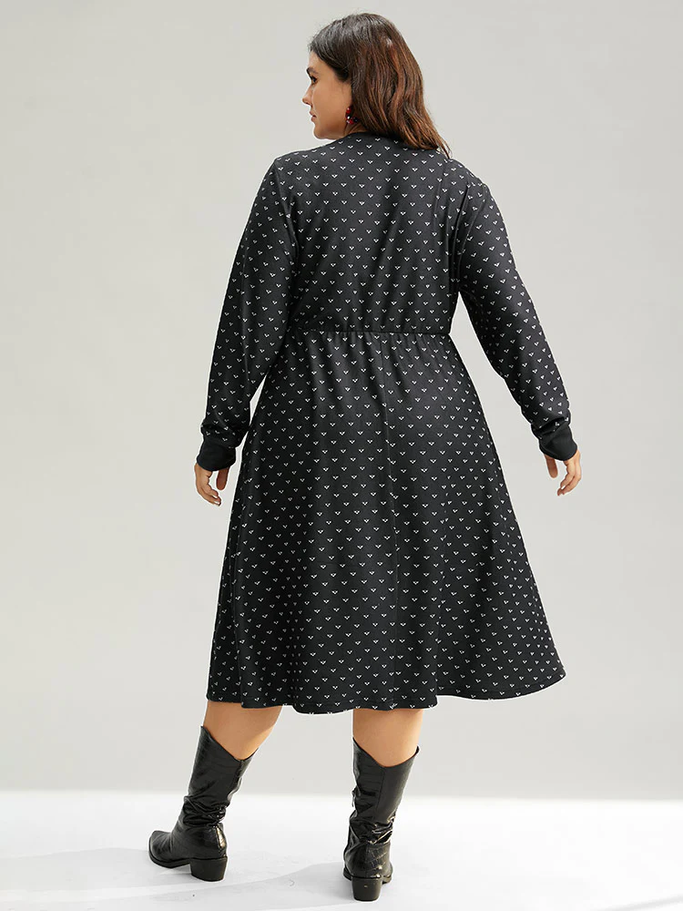 Christmas Letter Print Pocket Elastic Waist Dress - Image 4