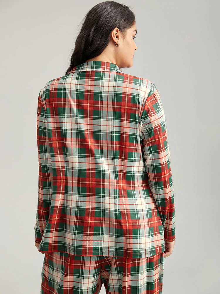 Snuggly Plaid Print Button-Down Pajama Top - Image 6