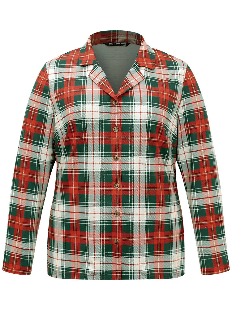 Snuggly Plaid Print Button-Down Pajama Top - Image 8