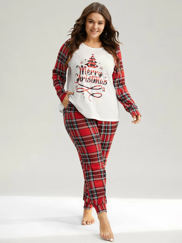 Holiday-Ready Plaid Elastic Waist Pajama Bottoms - Image 4