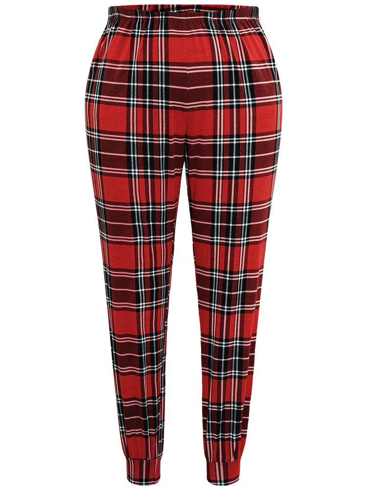 Holiday-Ready Plaid Elastic Waist Pajama Bottoms - Image 6