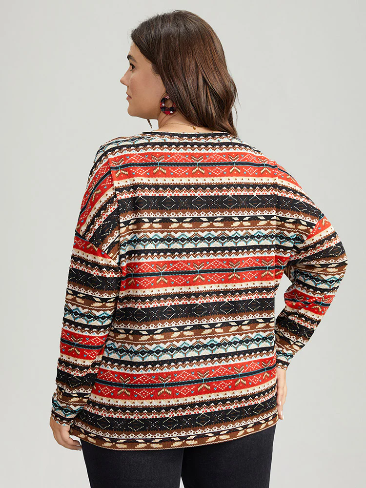 Christmas Print Contrast Crew Neck T-shirt - Image 2
