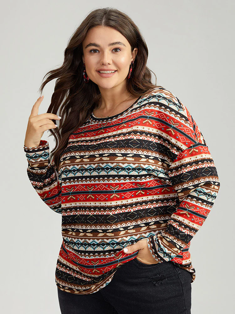 Christmas Print Contrast Crew Neck T-shirt - Image 3