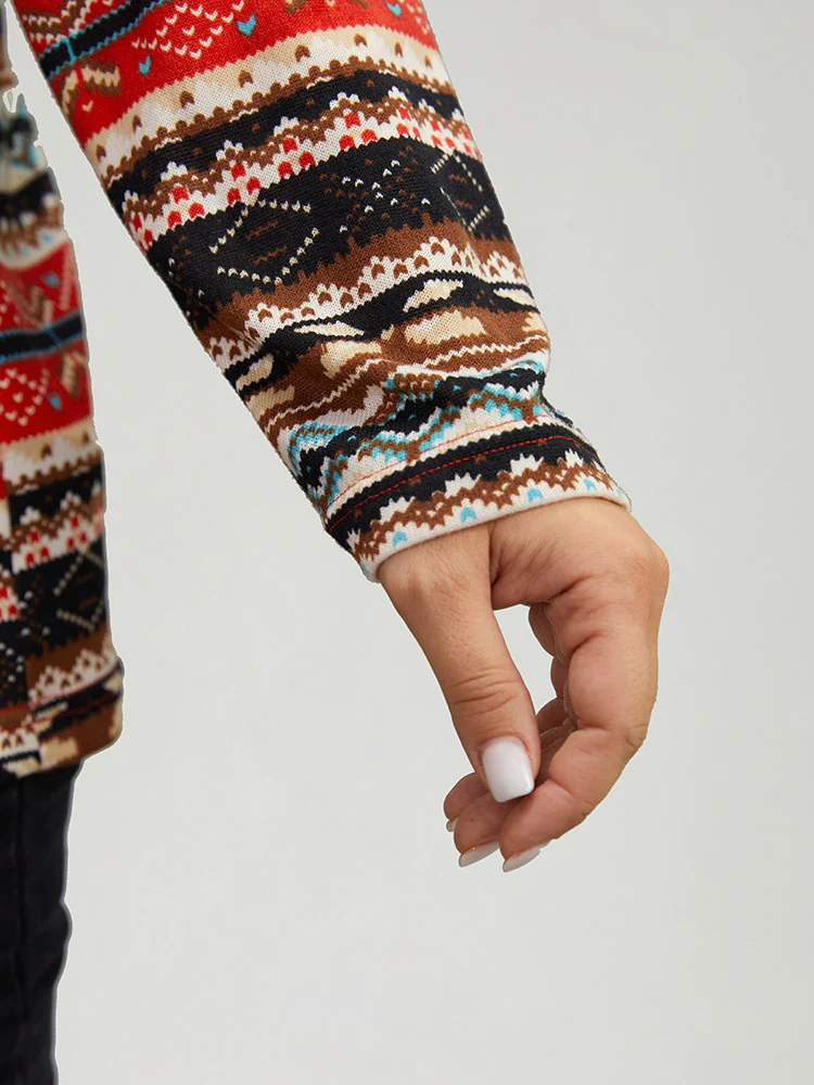 Christmas Print Contrast Crew Neck T-shirt - Image 7