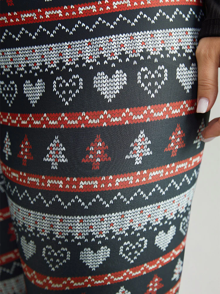 Christmas Print Mid Rise Skinny Leggings - Image 6