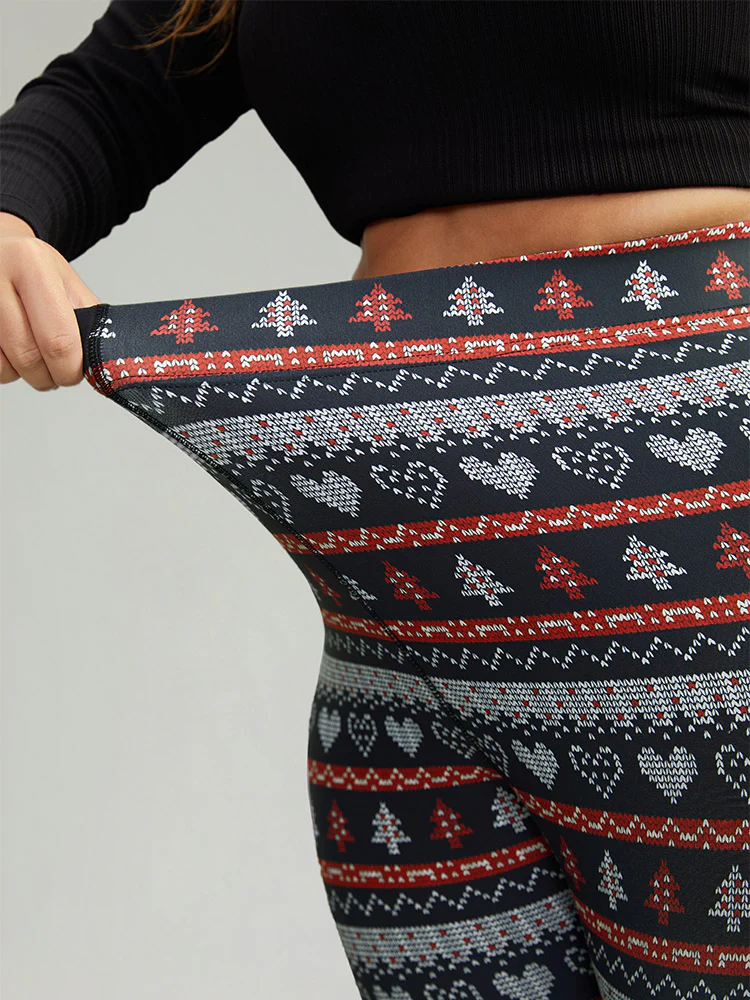 Christmas Print Mid Rise Skinny Leggings - Image 7