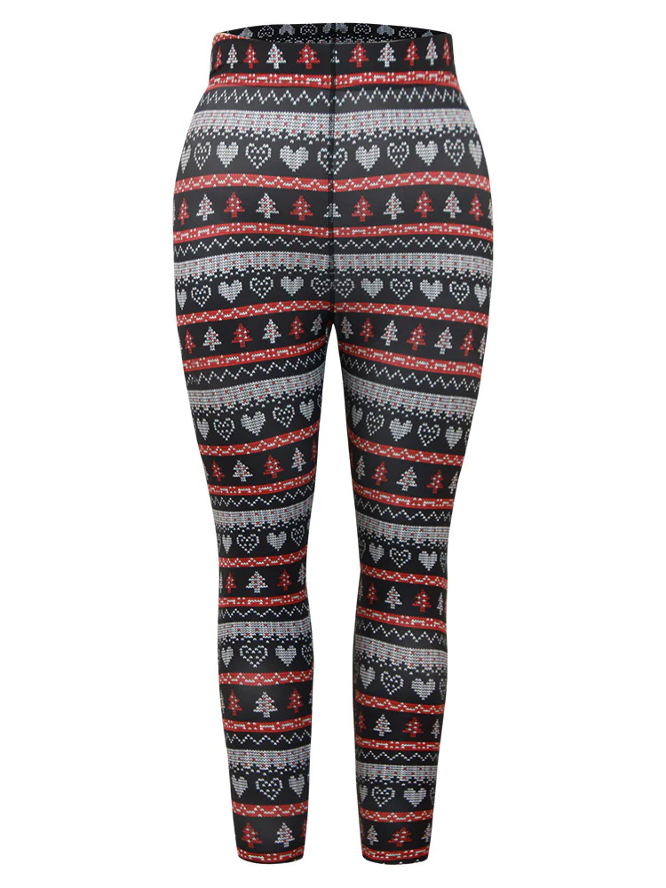 Christmas Print Mid Rise Skinny Leggings - Image 9