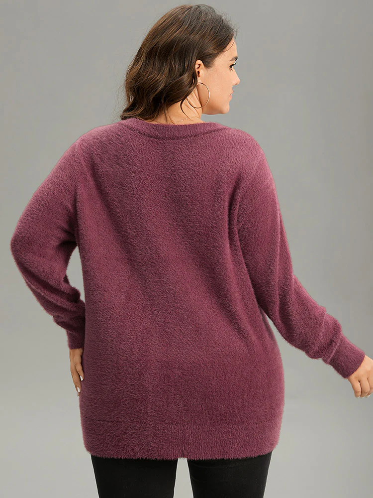 Christmas Sequin Embroidered Fluffy Pullover - Image 2