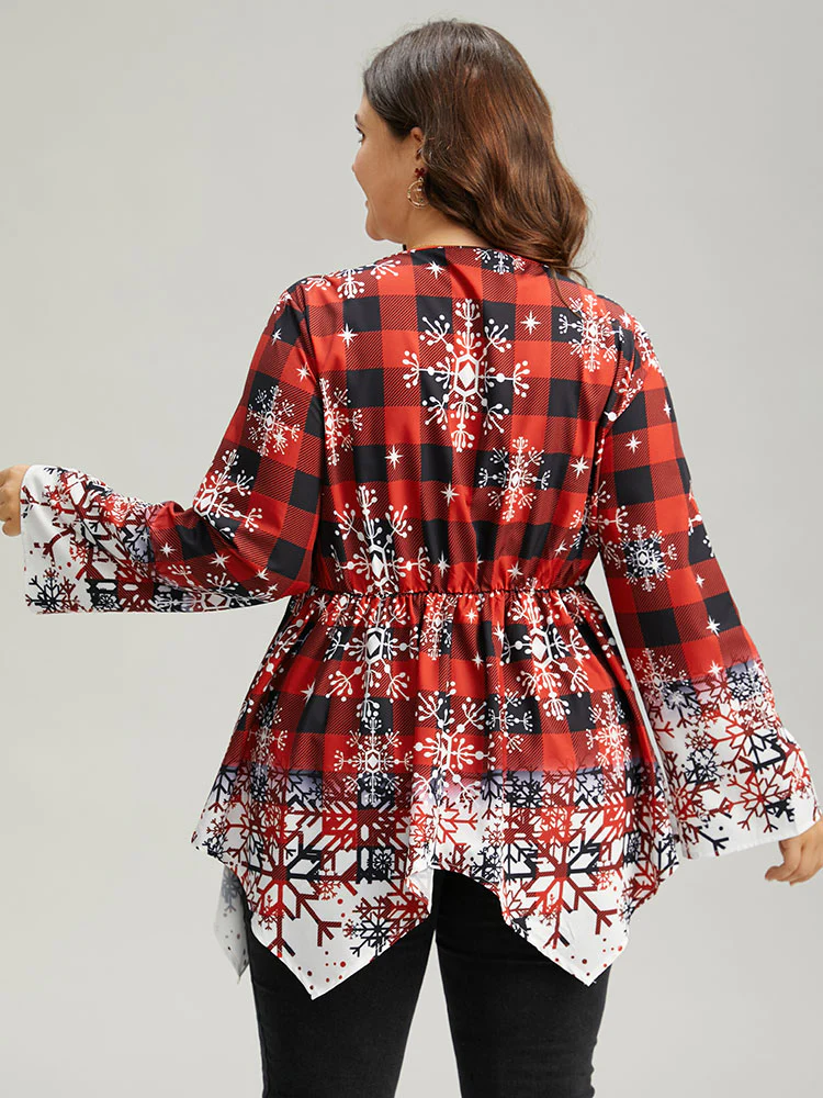 Oh-so-Chilly Plaid Ties Hanky Hem Blouse - Image 2