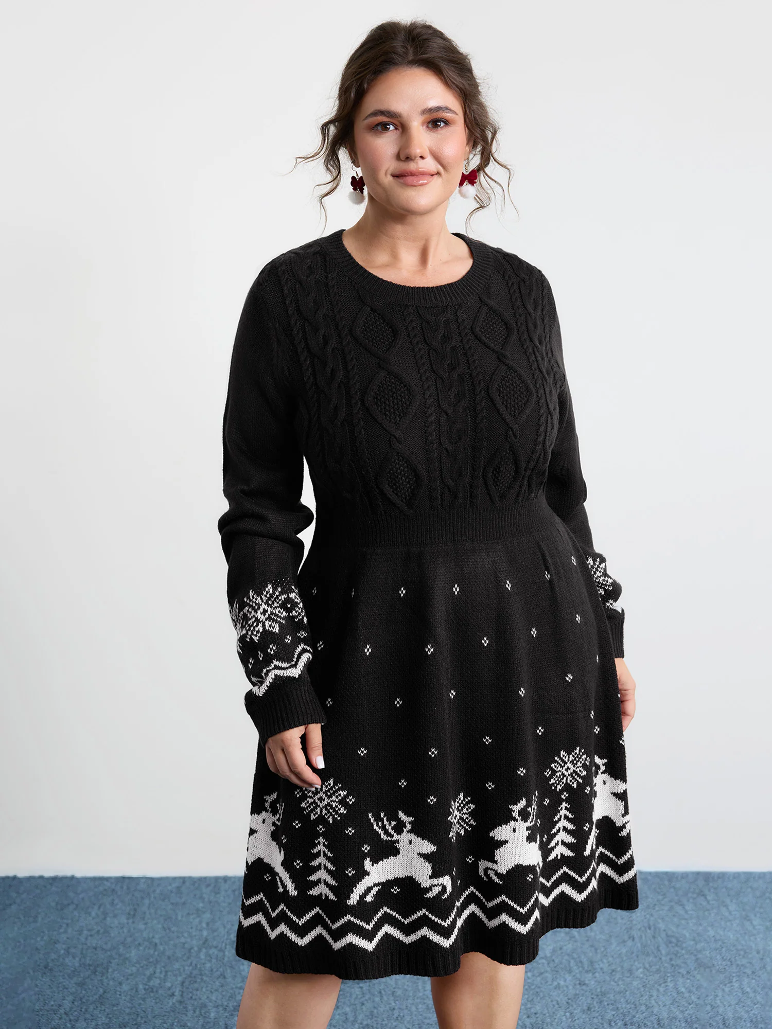 Christmas Textured Pattern Midi Sweater Dress - Image 2