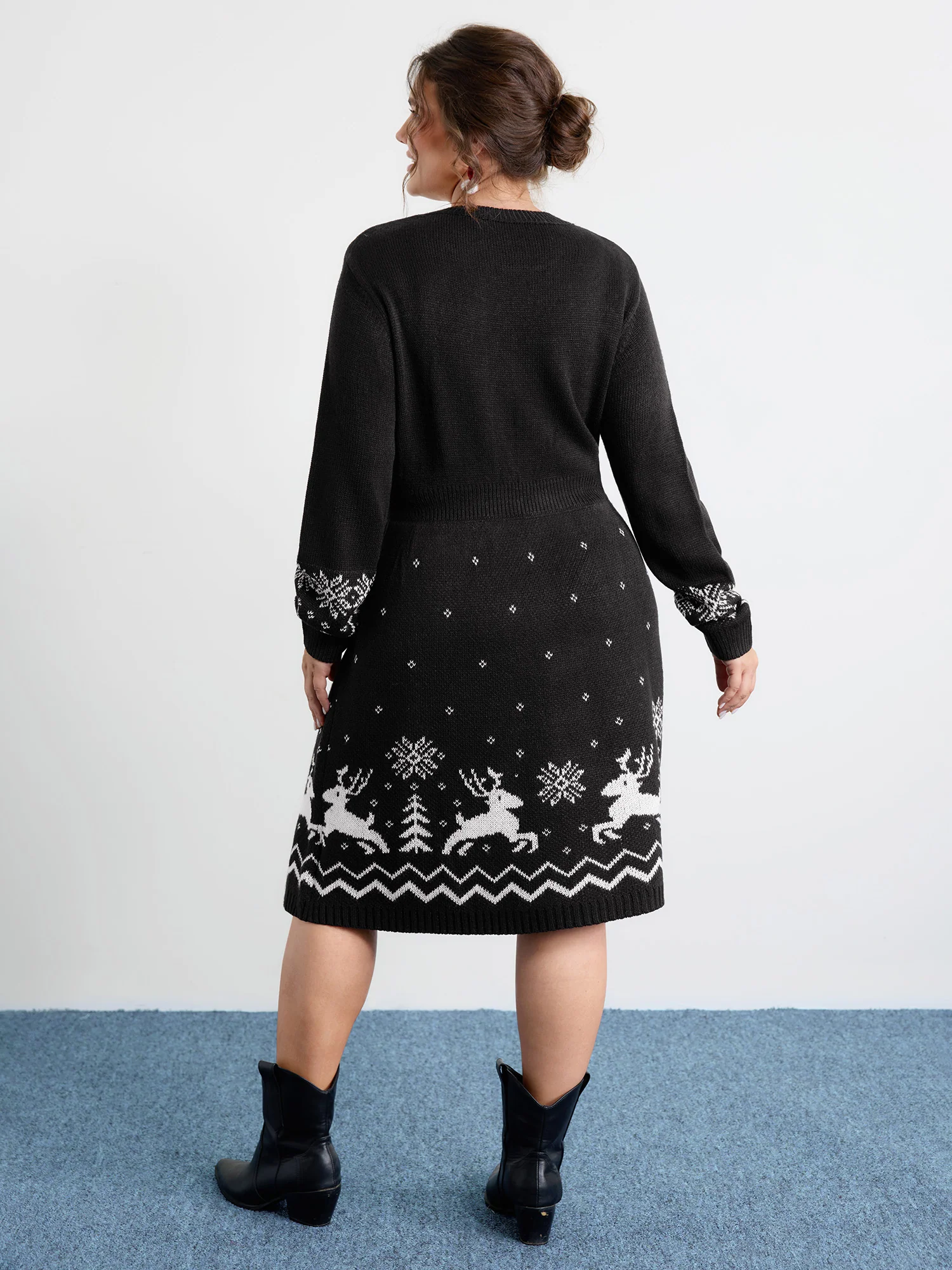 Christmas Textured Pattern Midi Sweater Dress - Image 4