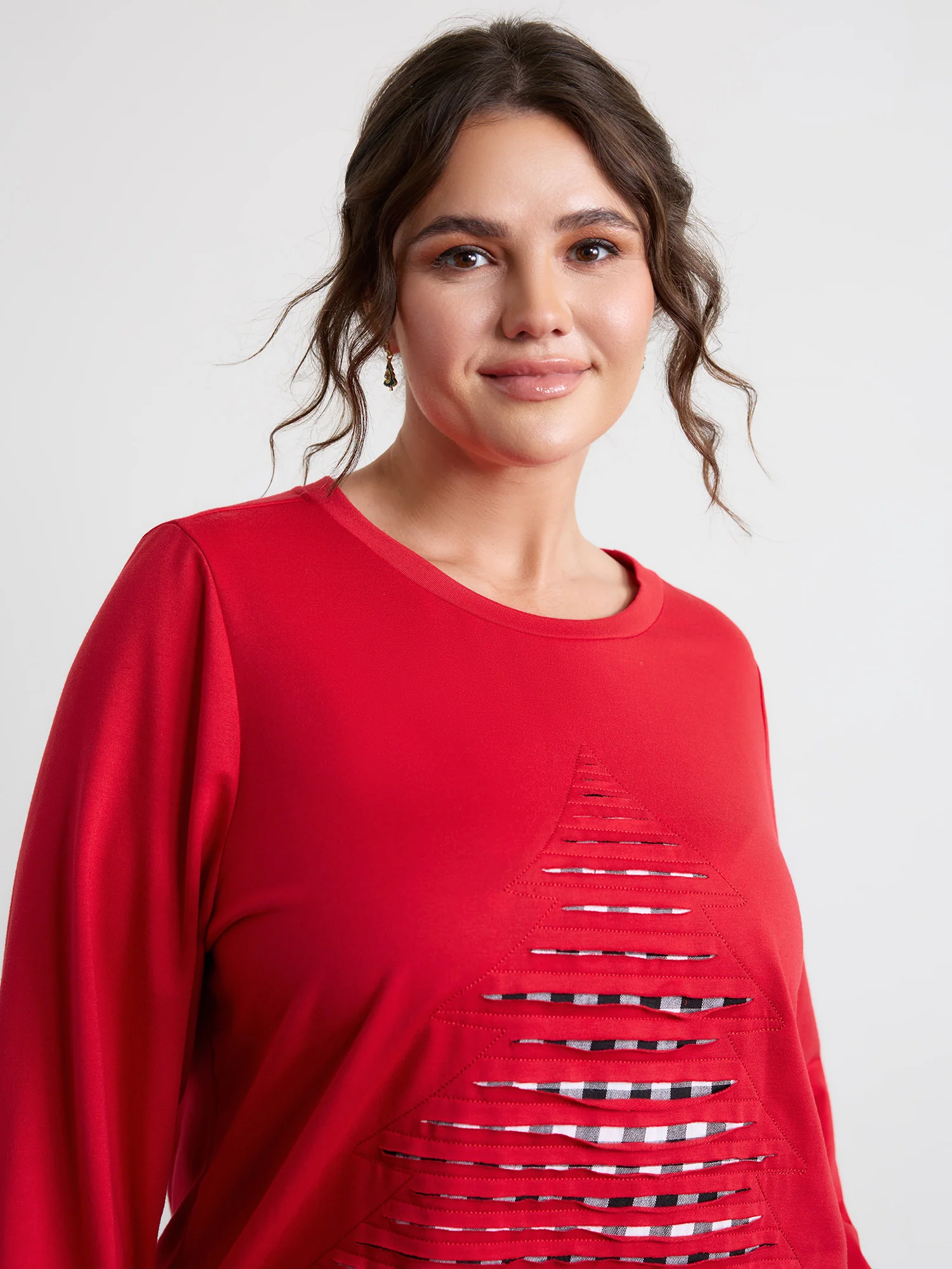 Supersoft Christmas Tree Applique Embroidery Sweatshirt - Image 2