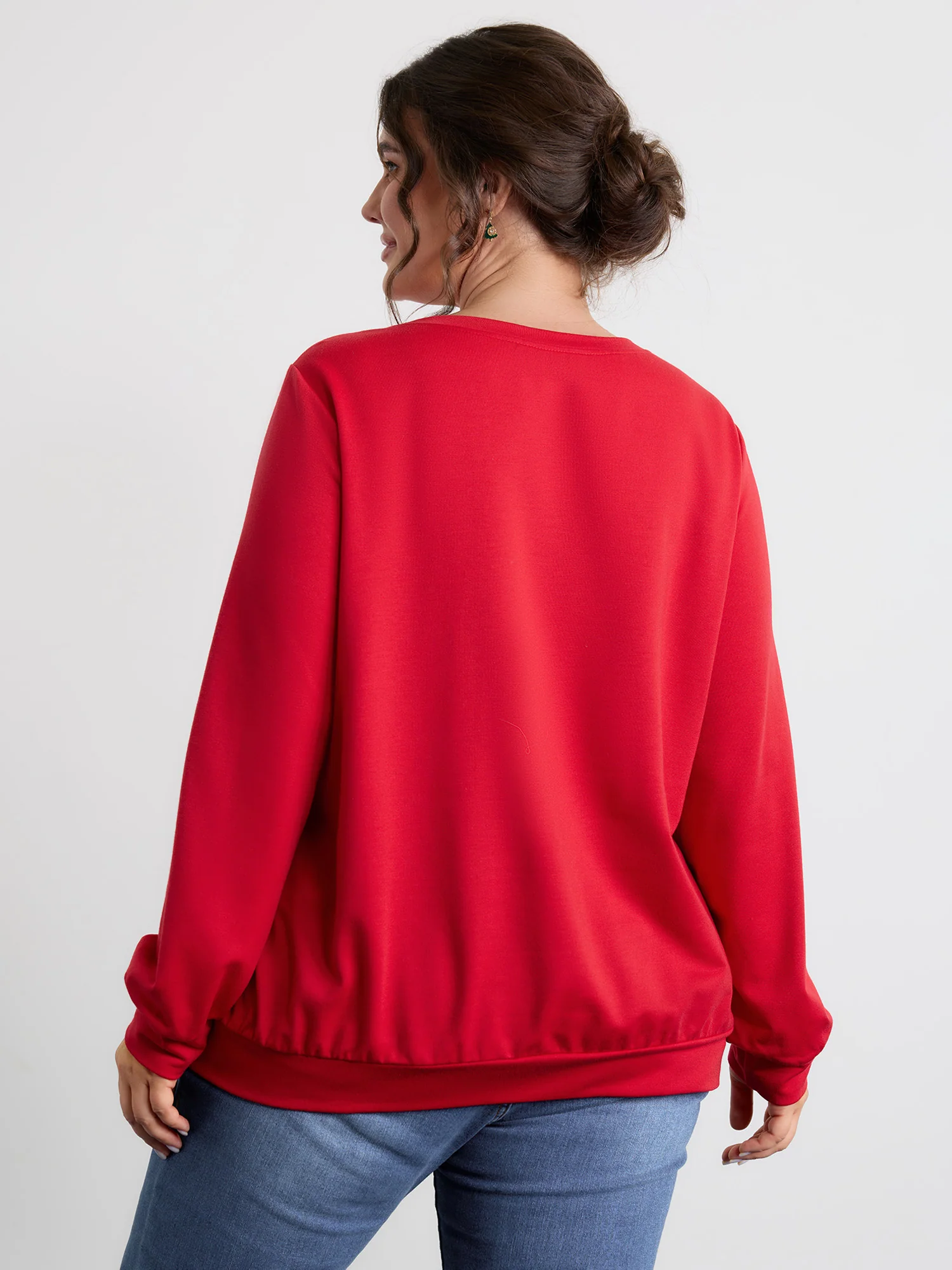 Supersoft Christmas Tree Applique Embroidery Sweatshirt - Image 4
