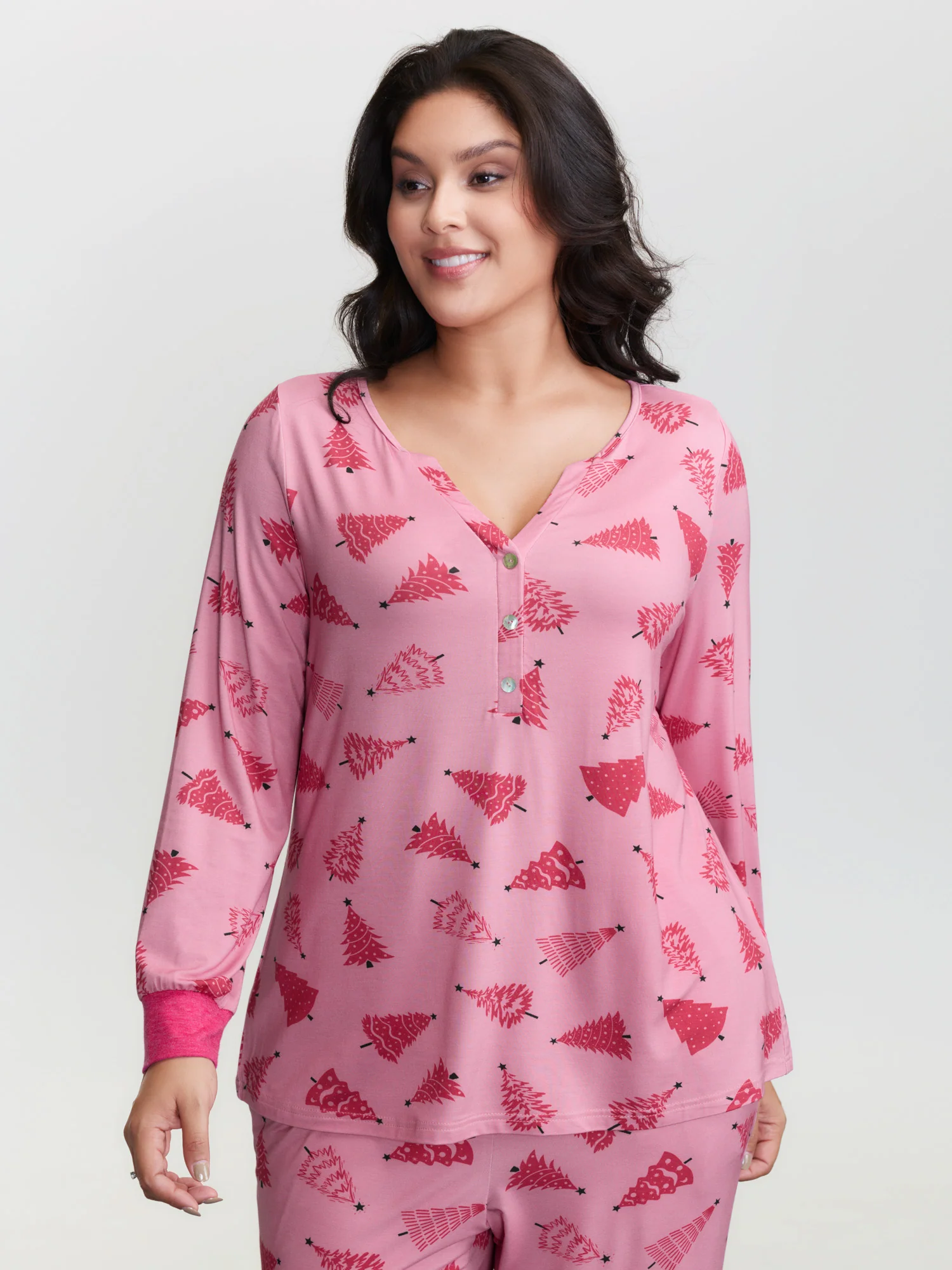 Christmas Tree Buttons Loungewear Set - Image 2