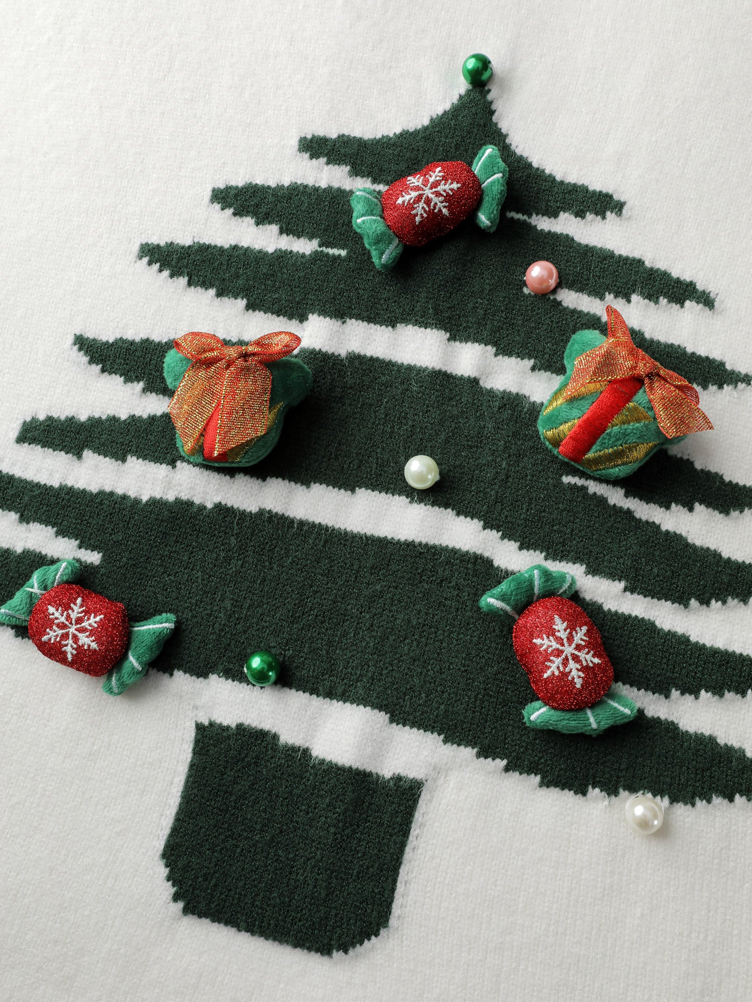 Christmas Tree Pattern Jacquard Stripe Pullover - Image 5