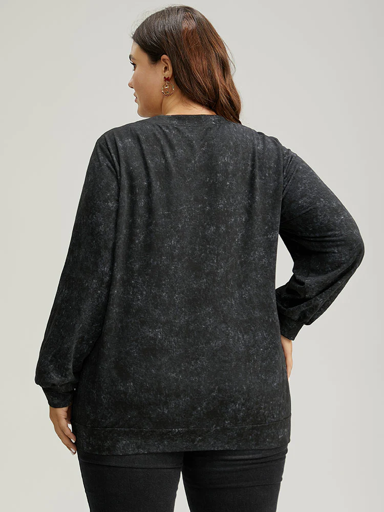 Christmas Vintage Skull Print Crew Neck Sweatshirt - Image 2