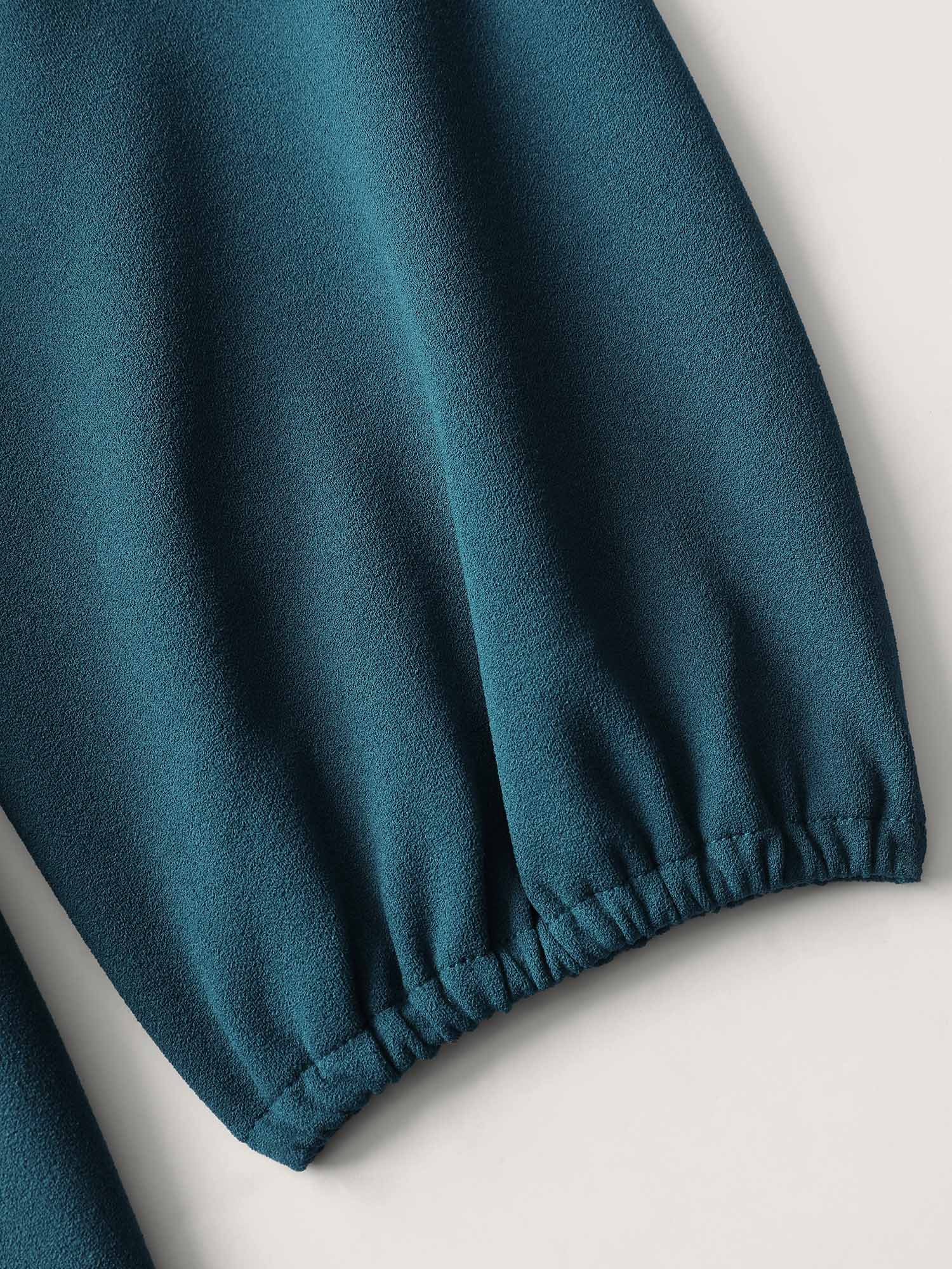 Cinched-Waist Cross-Tie Stretchy Blouse - Image 7