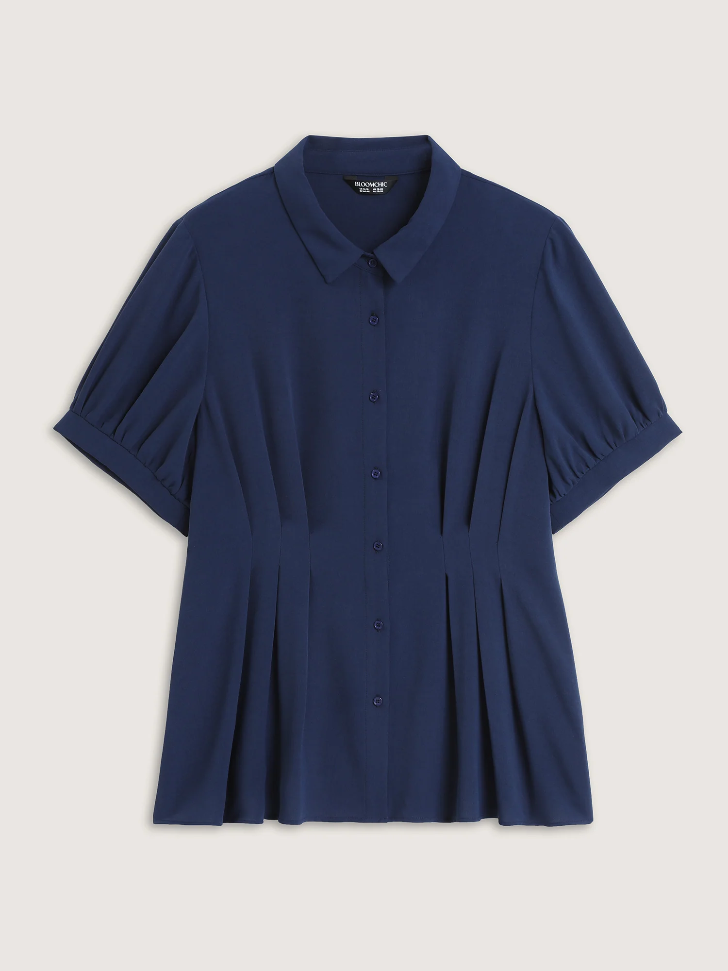 Cinched-Waist Pleated Collar Blouse - Image 7