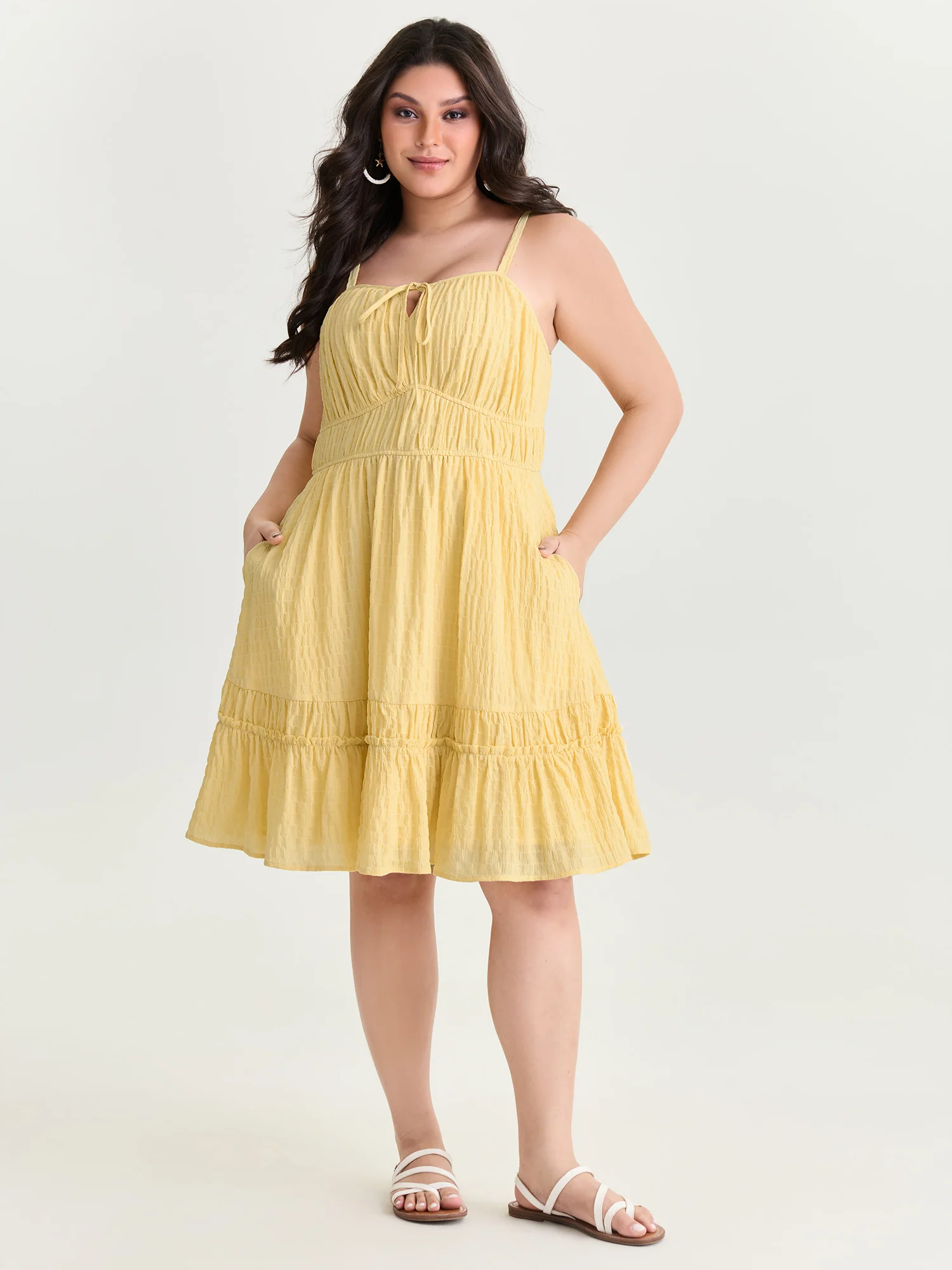 Cinched-Waist Ruffled Hem Mini Dress - Image 3