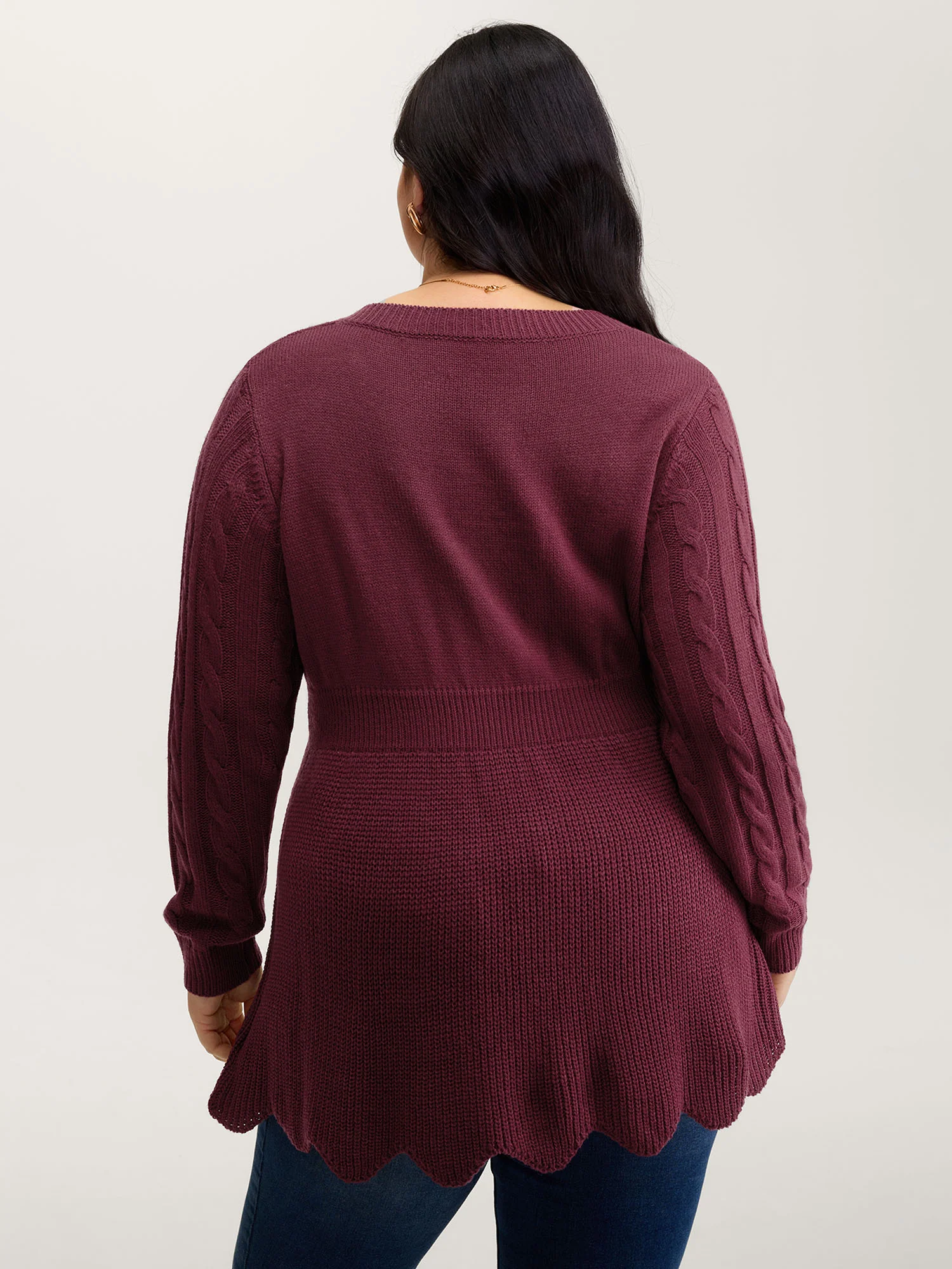Cinched-Waist Sweetheart Textured A-Line Pullover - Image 4