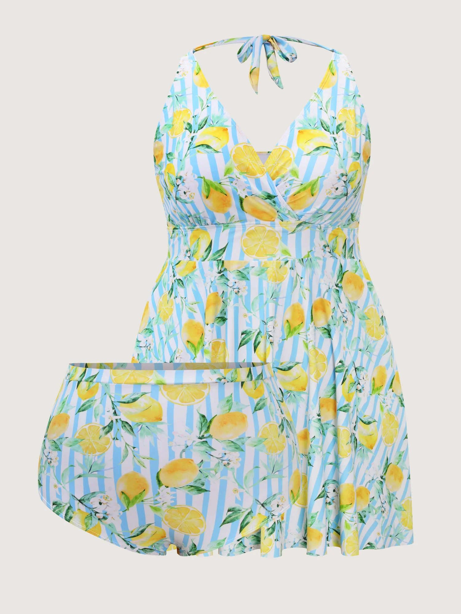 Citrus Fruit Print Fit And Flare Swim Dress - Image 6