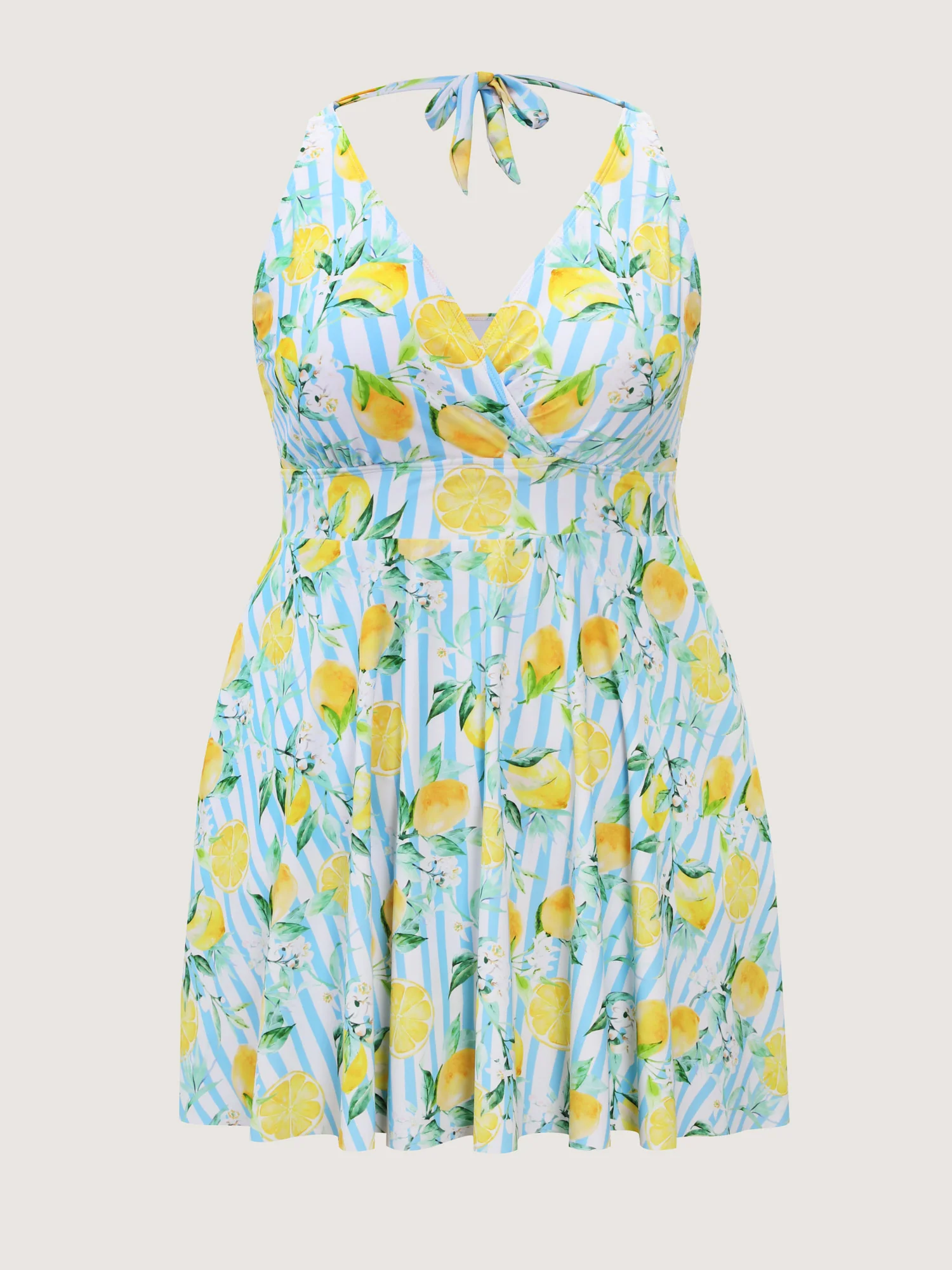 Citrus Fruit Print Fit And Flare Swim Dress - Image 7