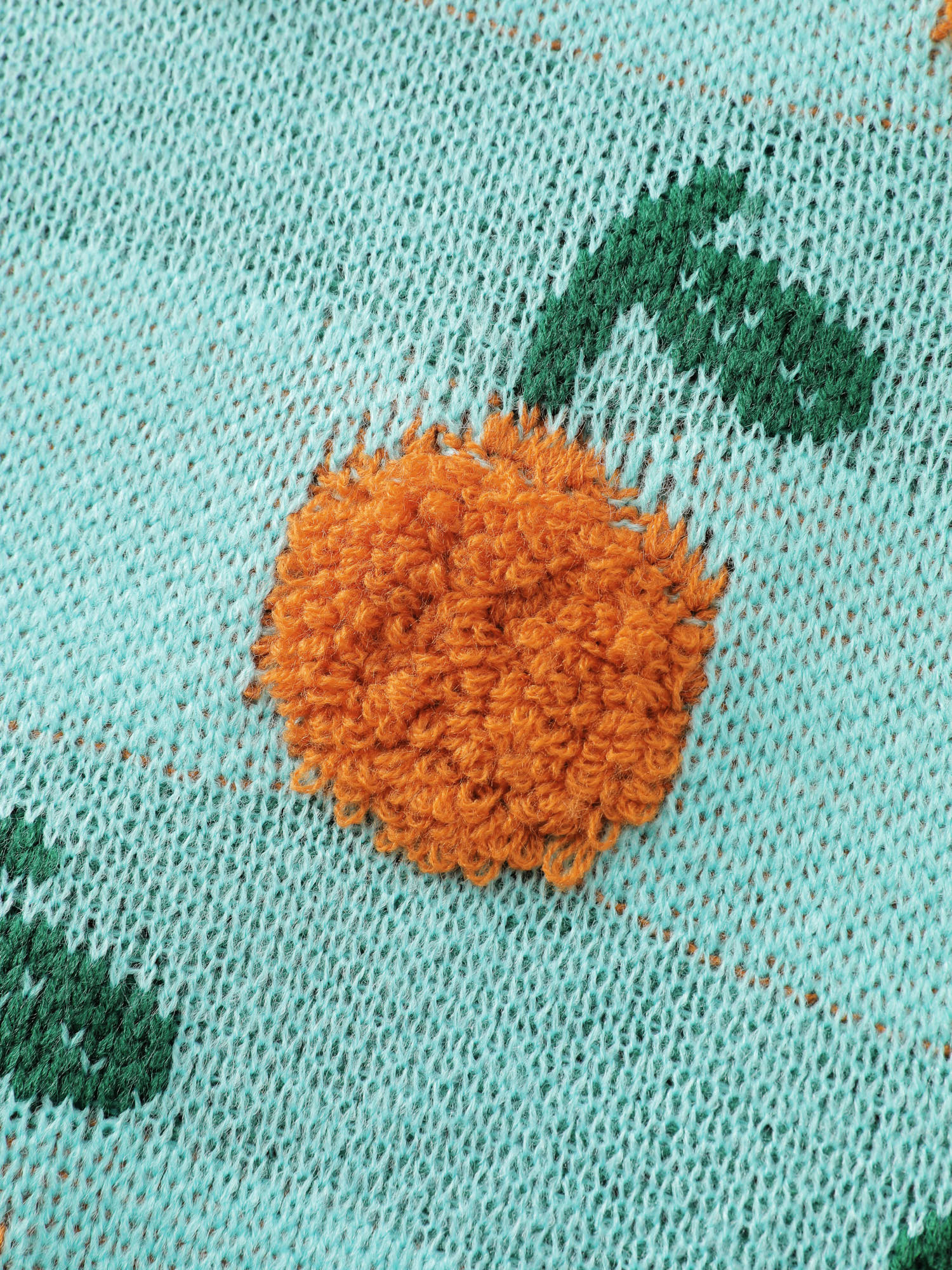 Citrus Pattern Contrast Edge Ribbed Pullover - Image 5