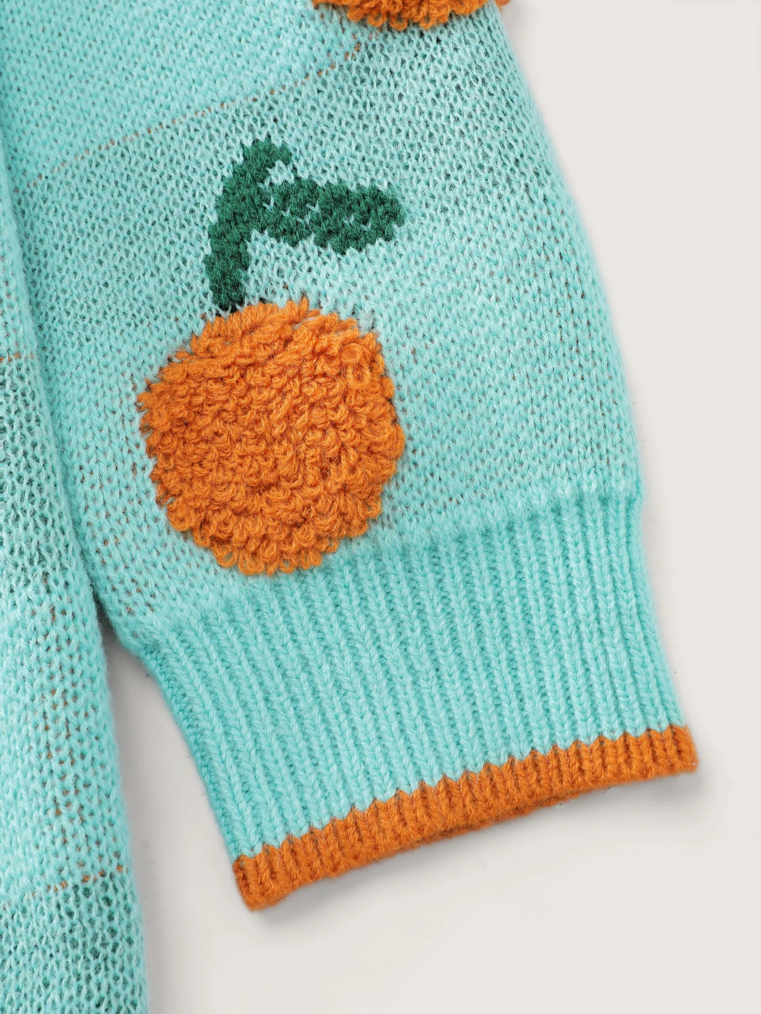 Citrus Pattern Contrast Edge Ribbed Pullover - Image 6