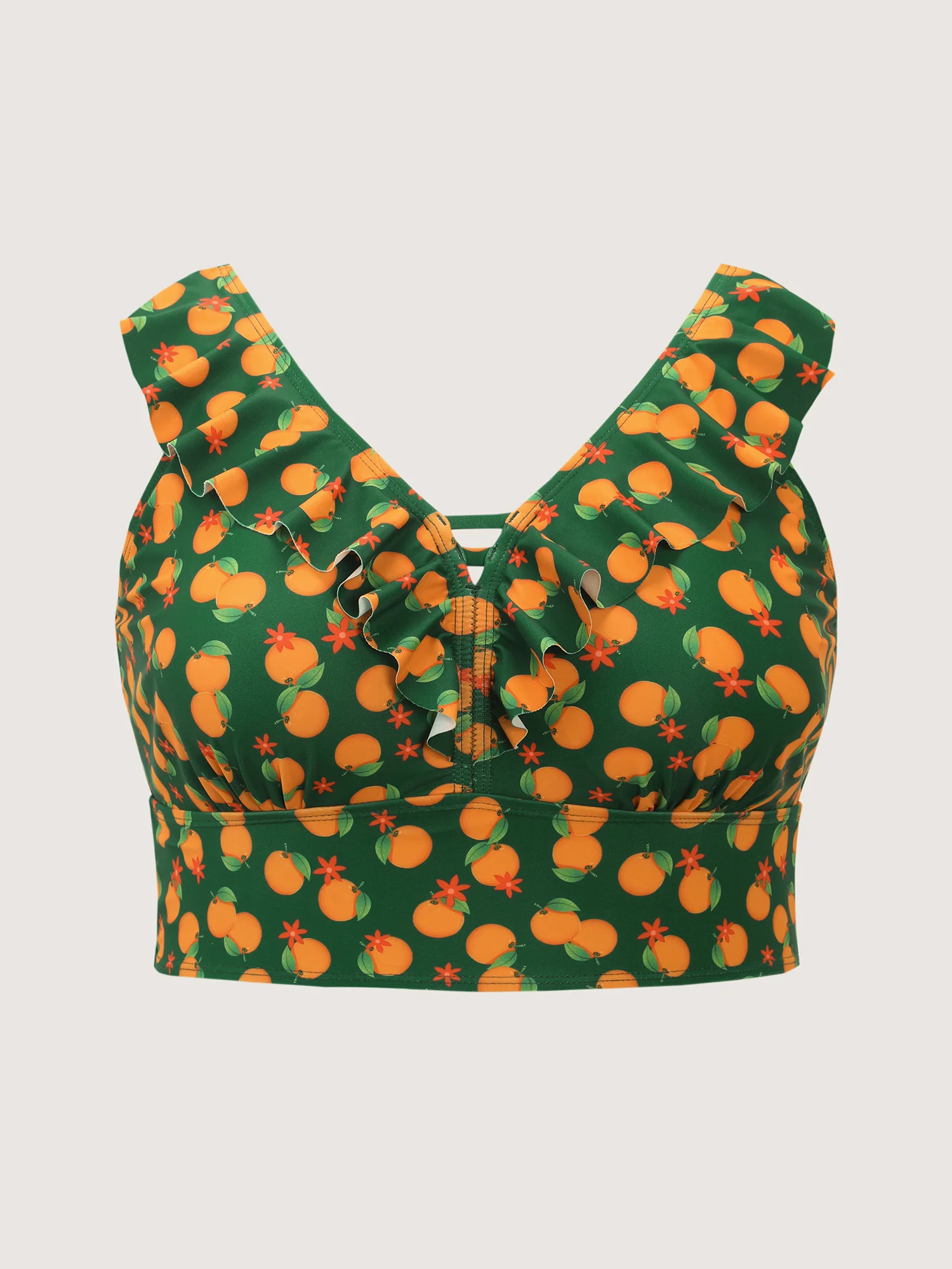 Citrus Print Adjustable Fit Ruffled Bikini Top - Image 7