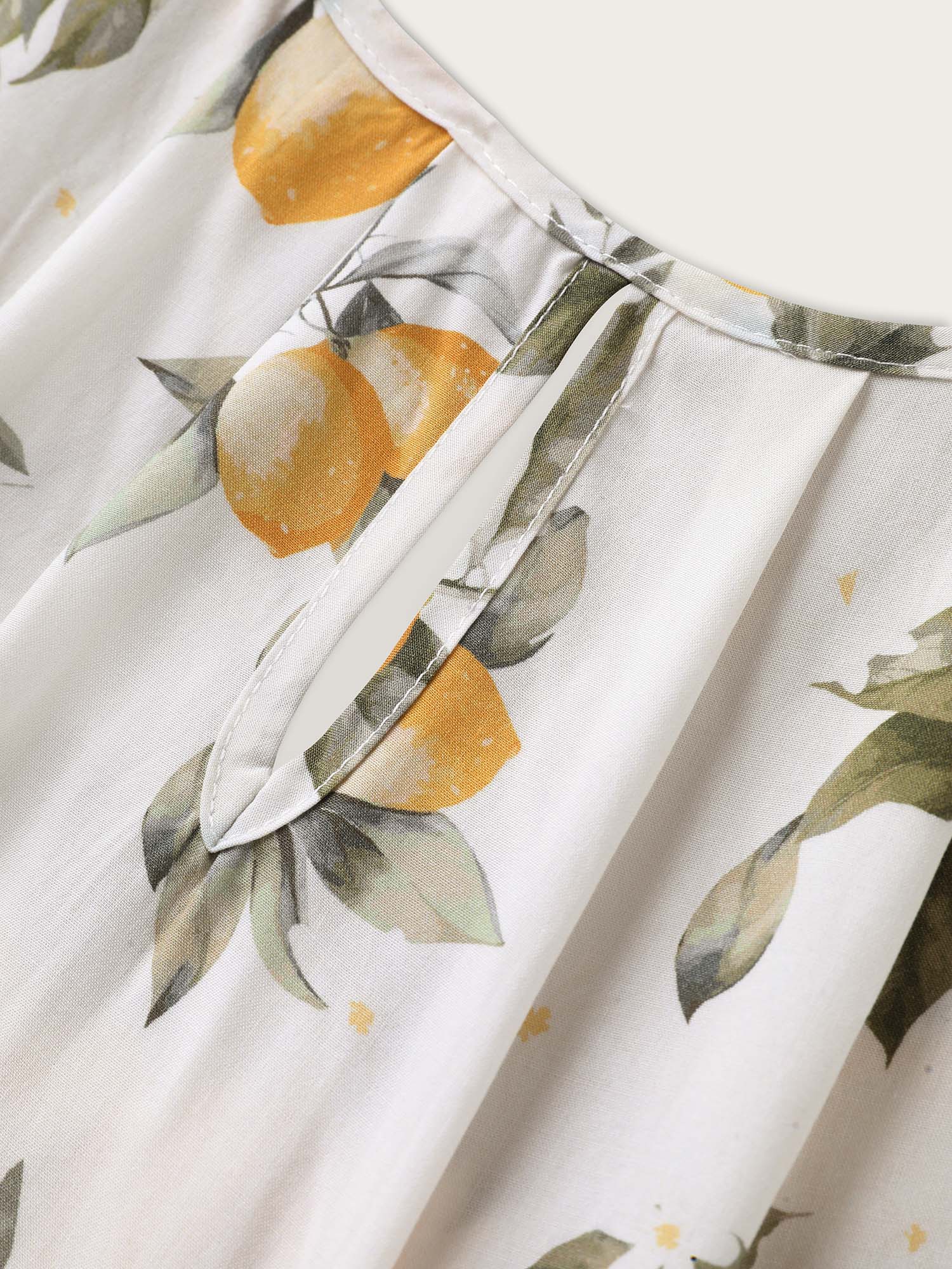Citrus Print Bow Backless Blouse - Image 6