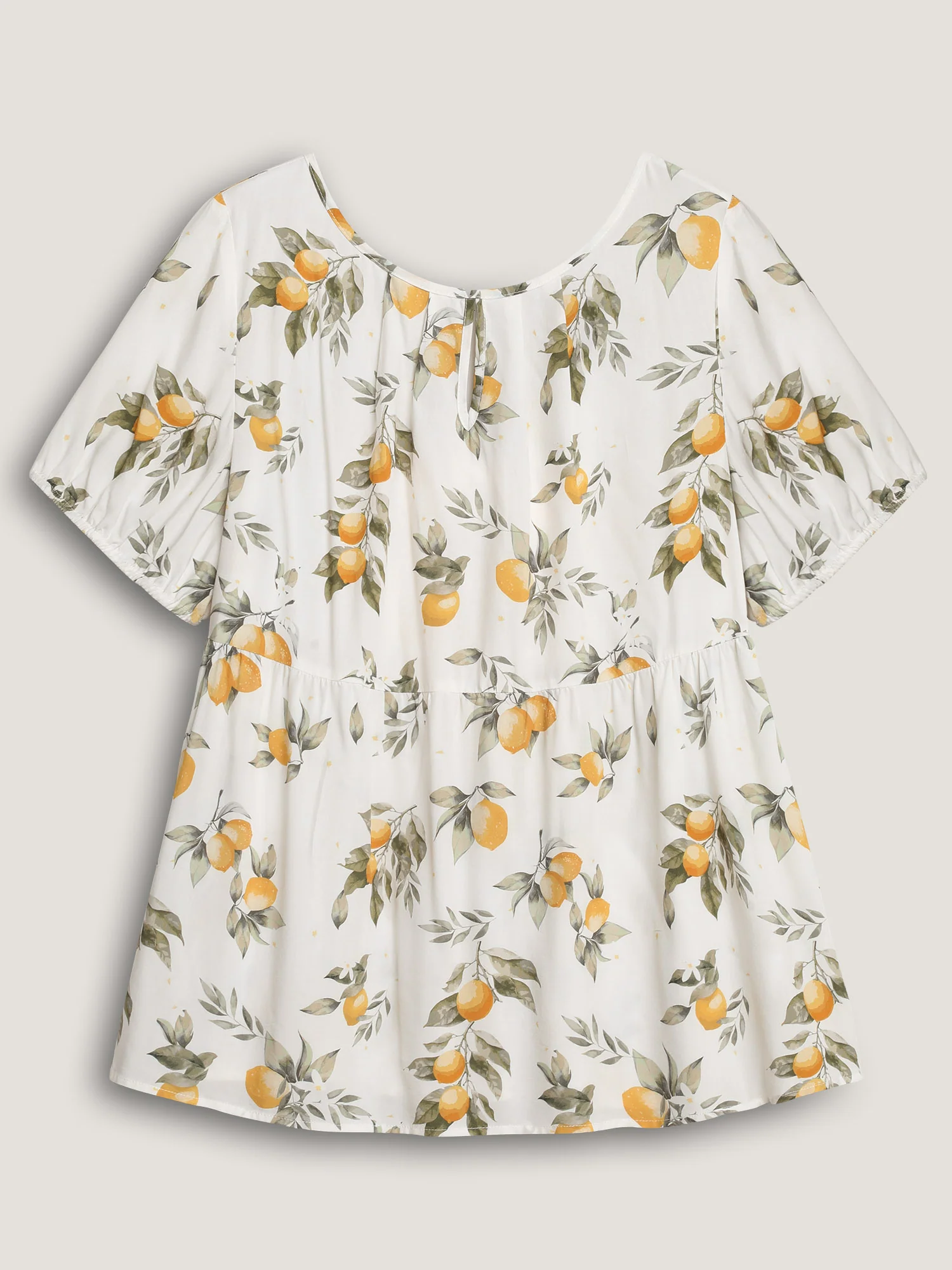 Citrus Print Bow Backless Blouse - Image 7