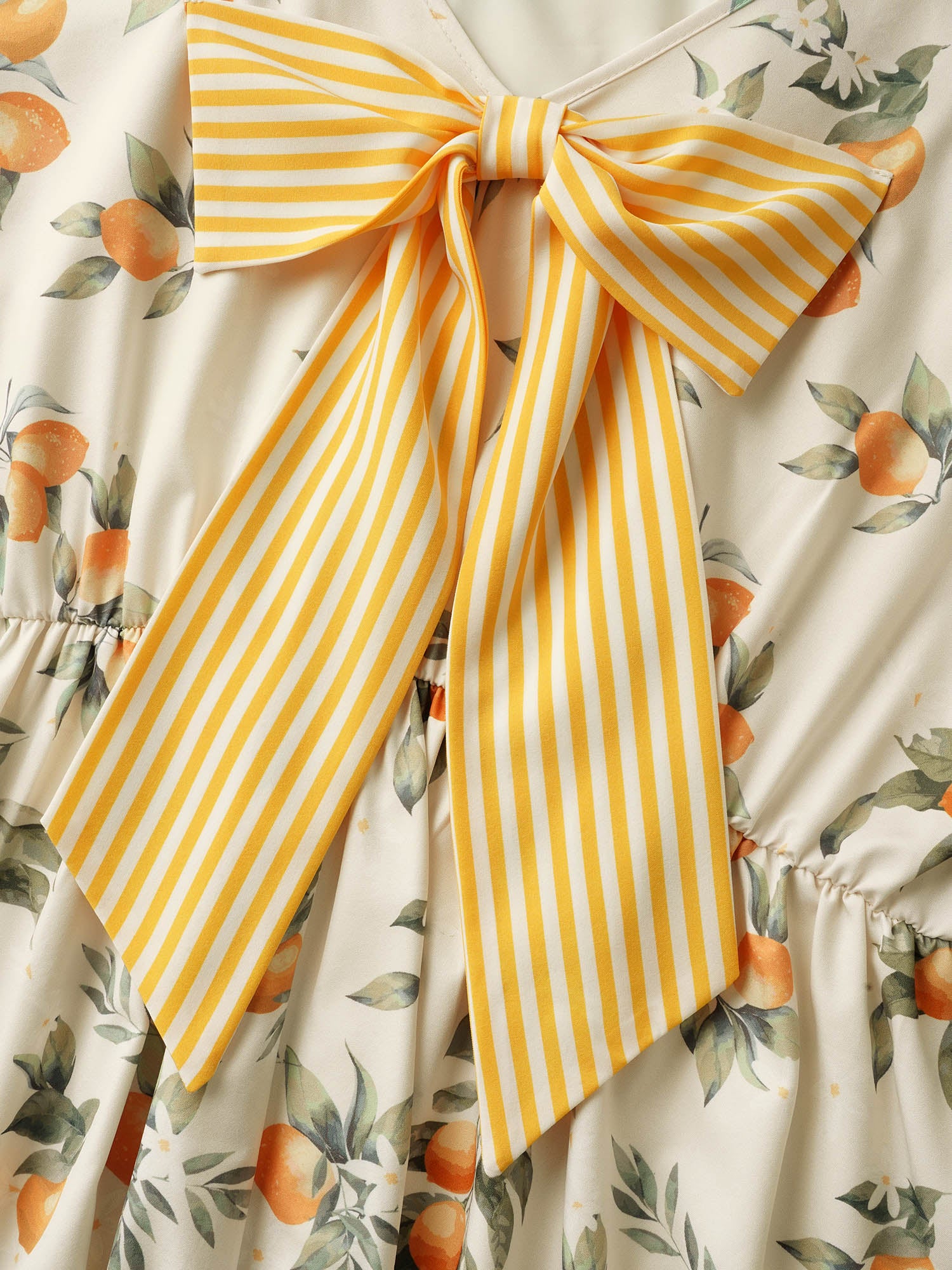 Citrus Print Bow Backless Midi Dress - Image 5