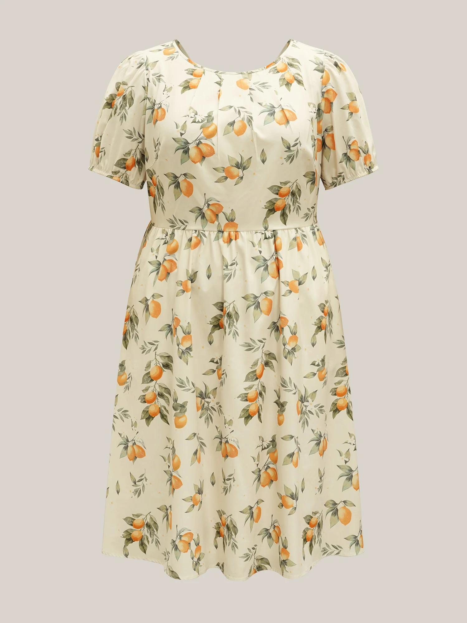Citrus Print Bow Backless Midi Dress - Image 7