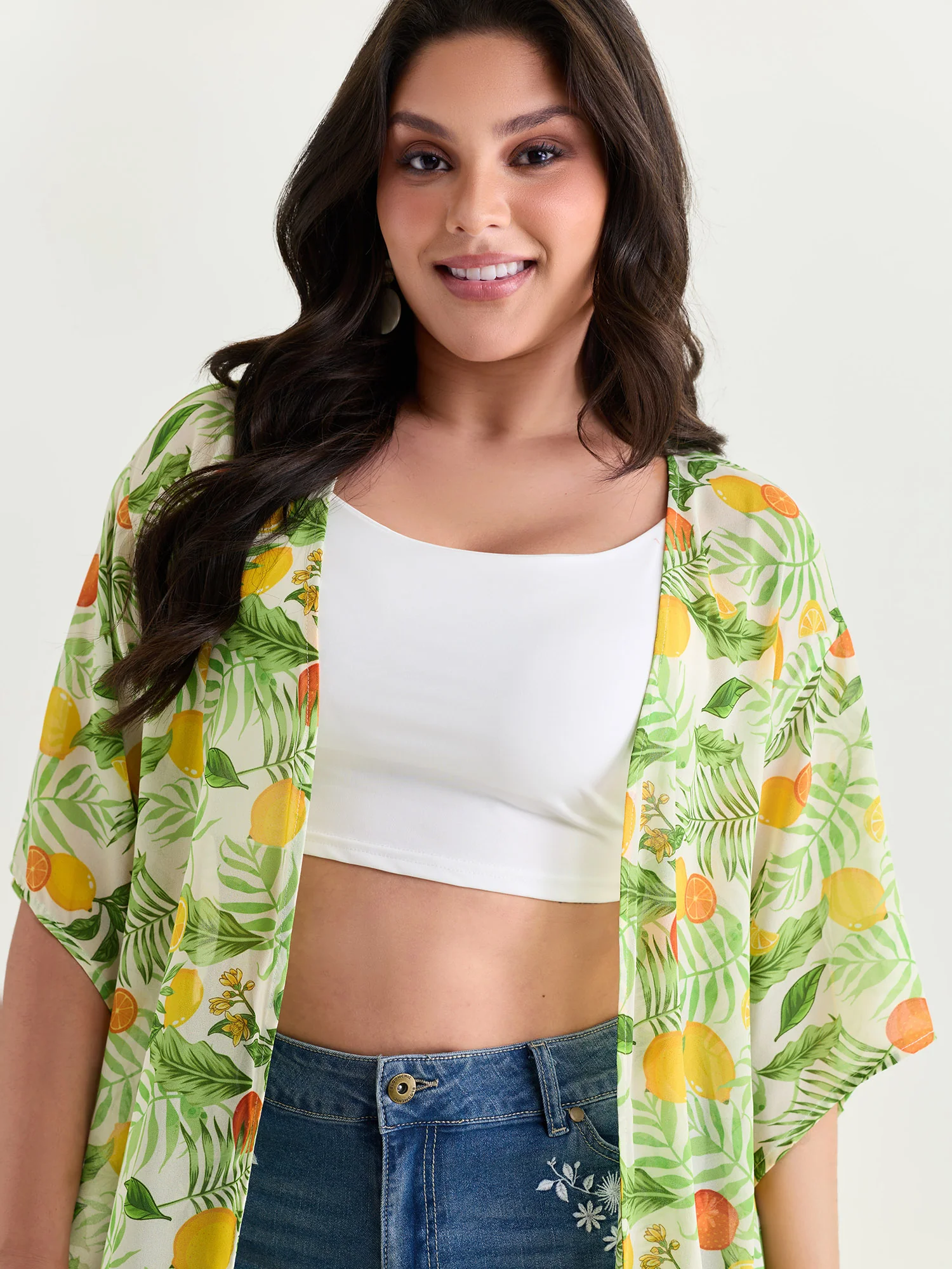 Citrus Print Open-Front Cover-Up - Image 2