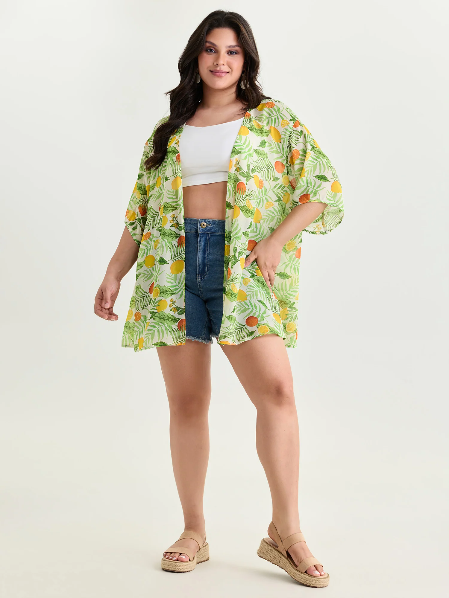 Citrus Print Open-Front Cover-Up - Image 3