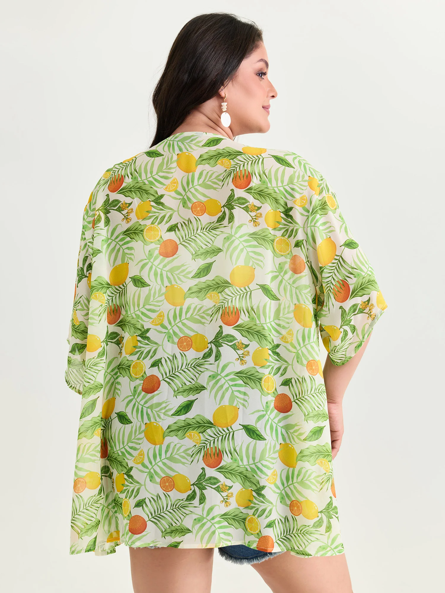Citrus Print Open-Front Cover-Up - Image 5