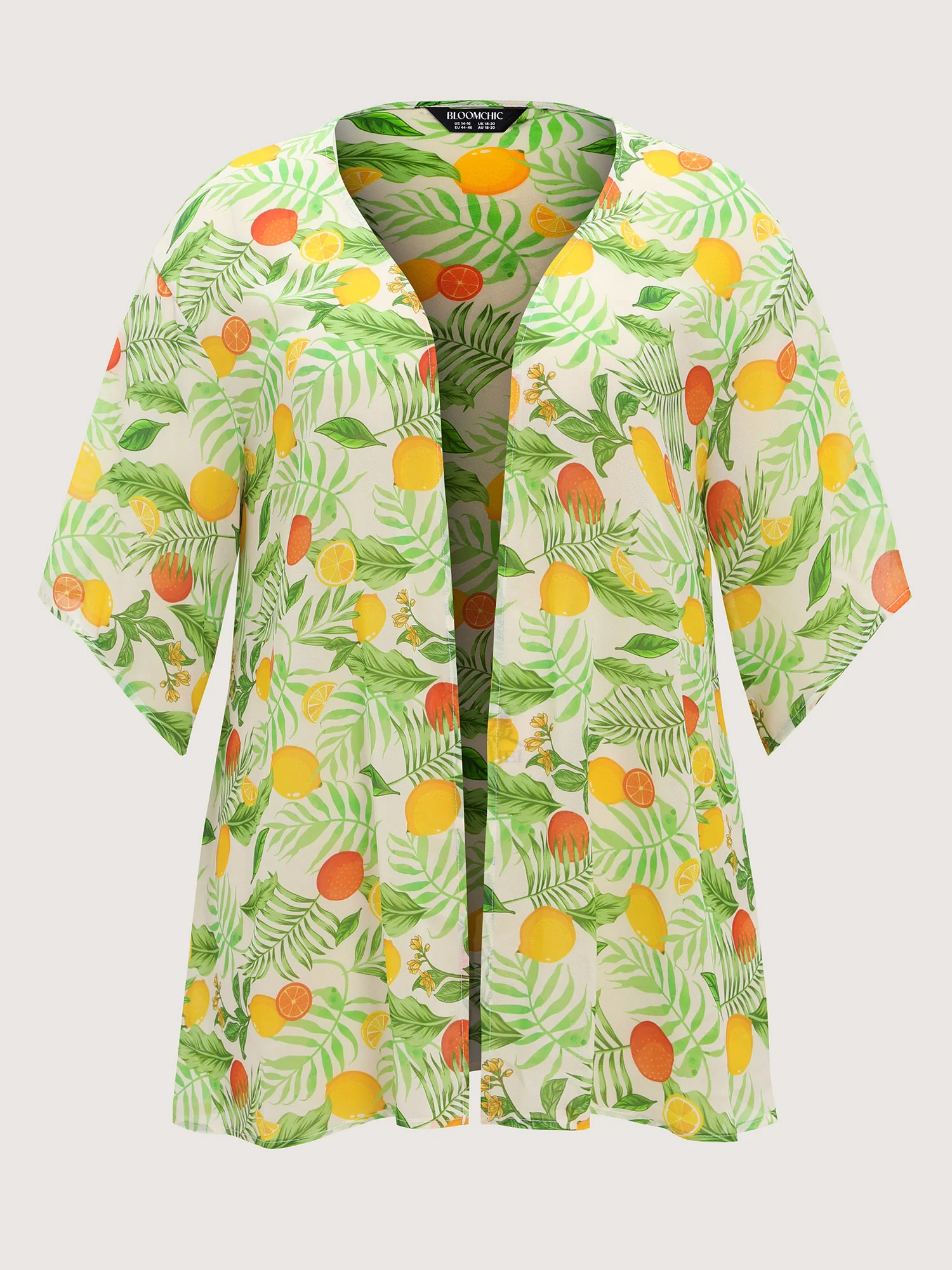 Citrus Print Open-Front Cover-Up - Image 8