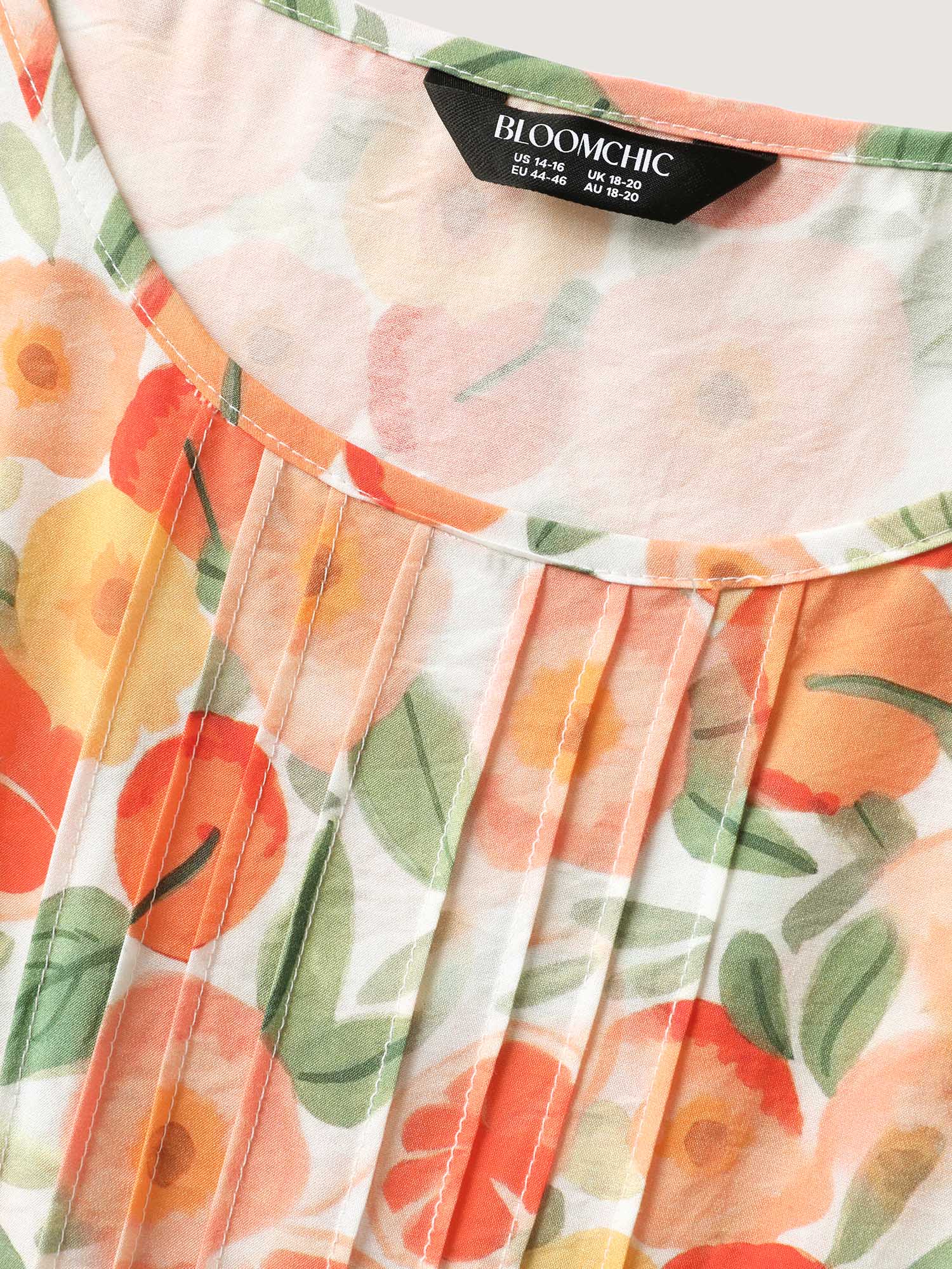 Citrus Print Pleated Flutter Sleeve Midi Dress - Image 7