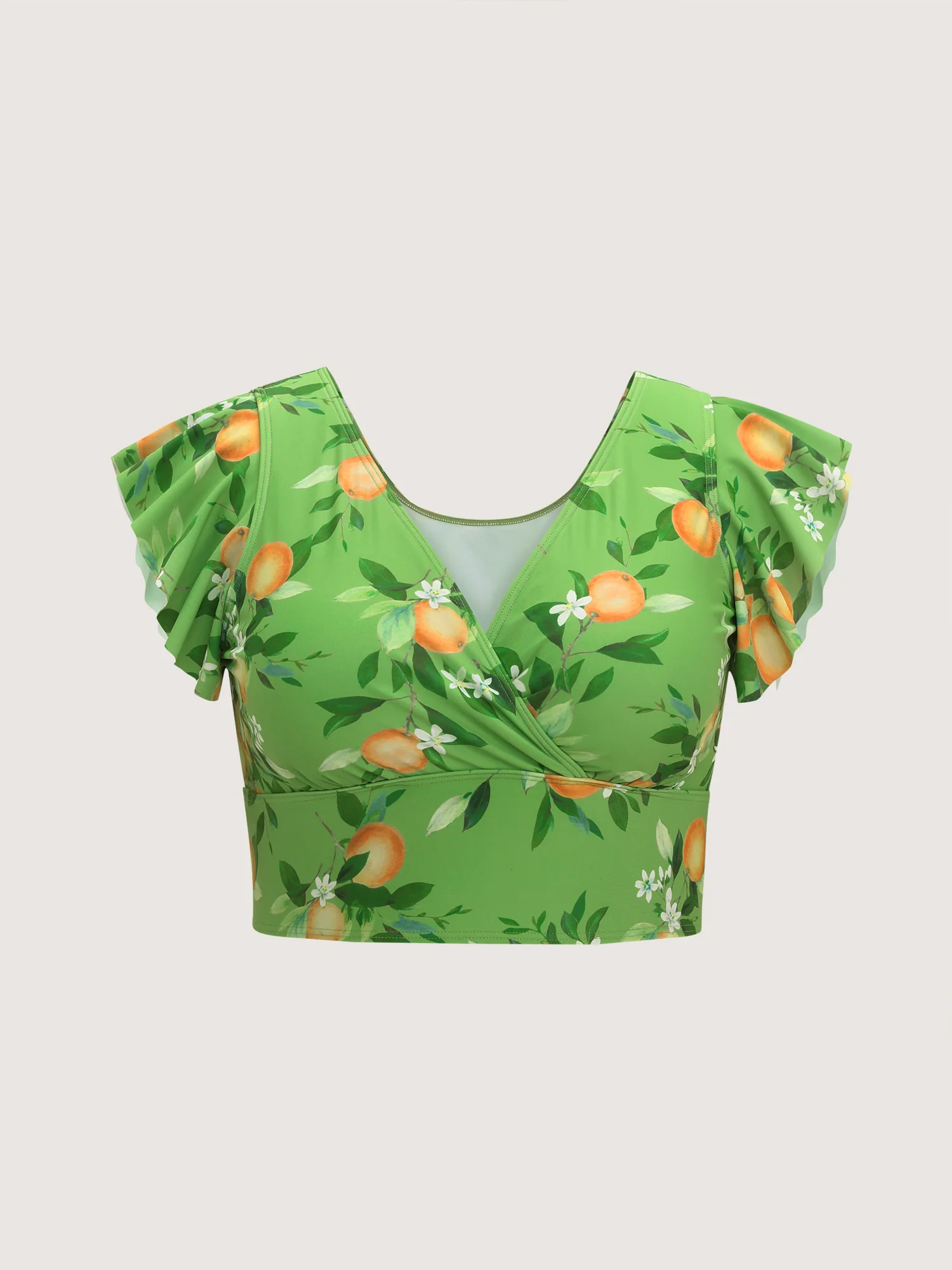 Citrus Print Ruffled Sleeve Swim Top - Image 6
