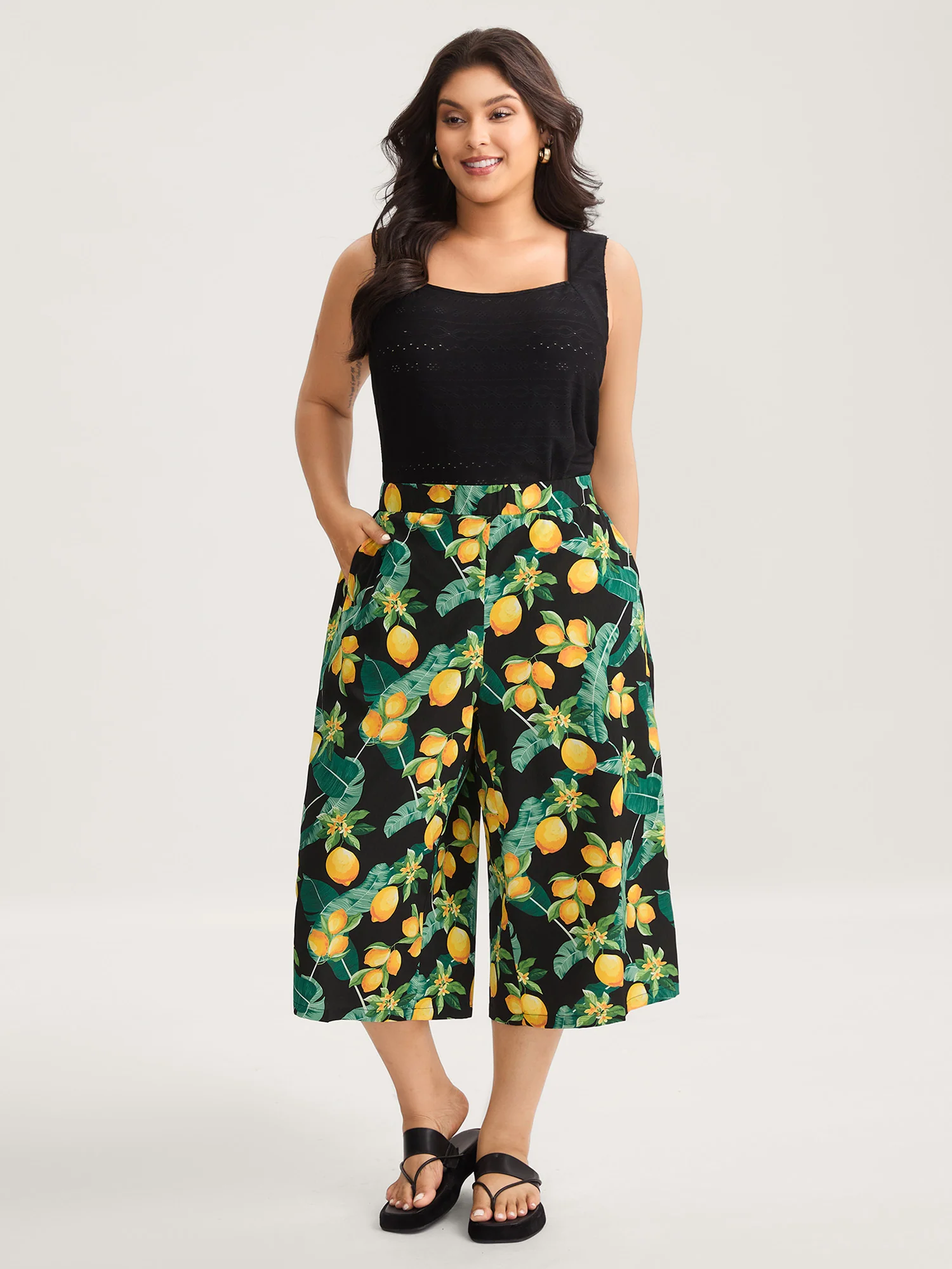 Citrus Print Wide-Leg Pants - Image 2