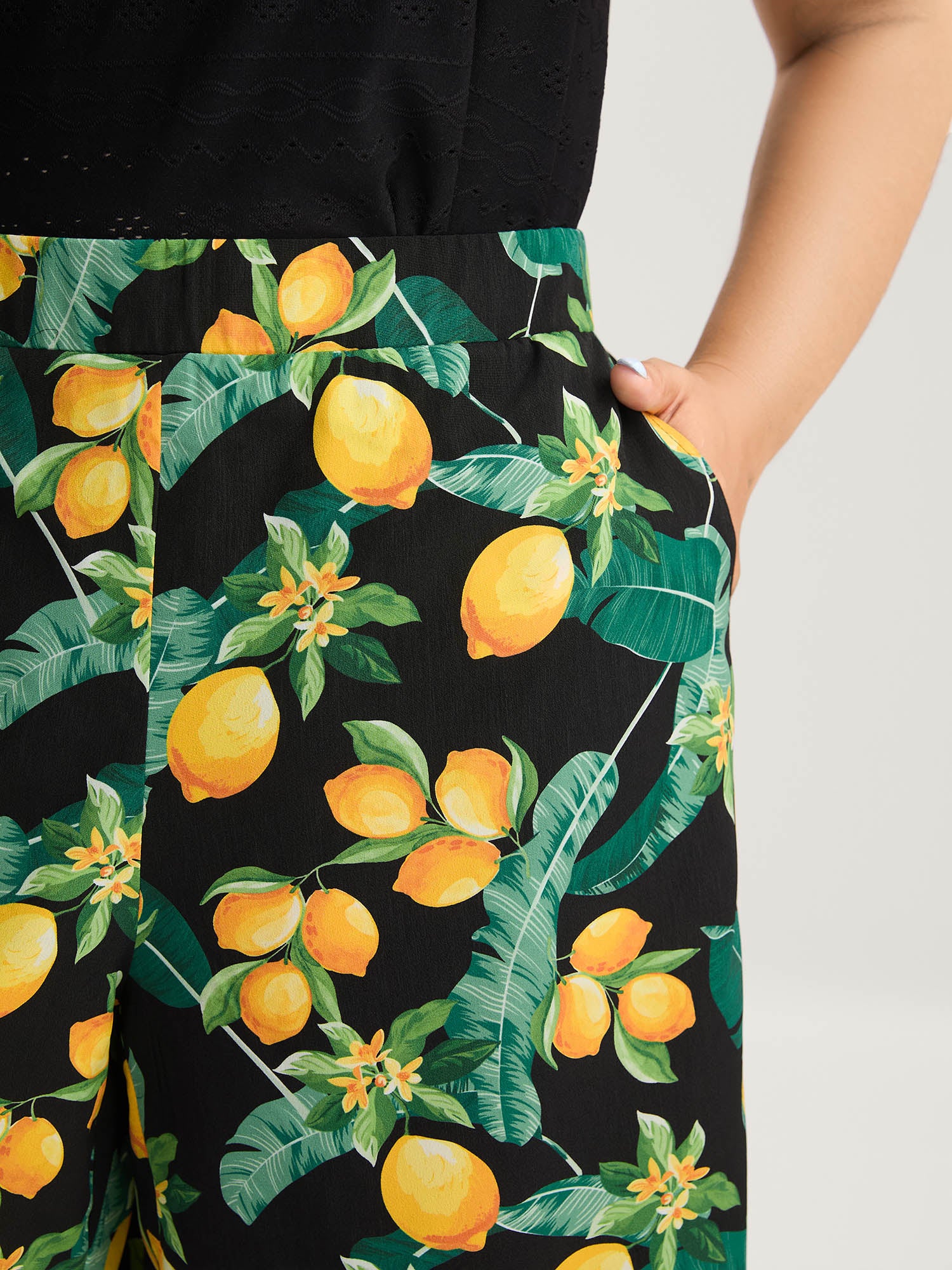 Citrus Print Wide-Leg Pants - Image 3
