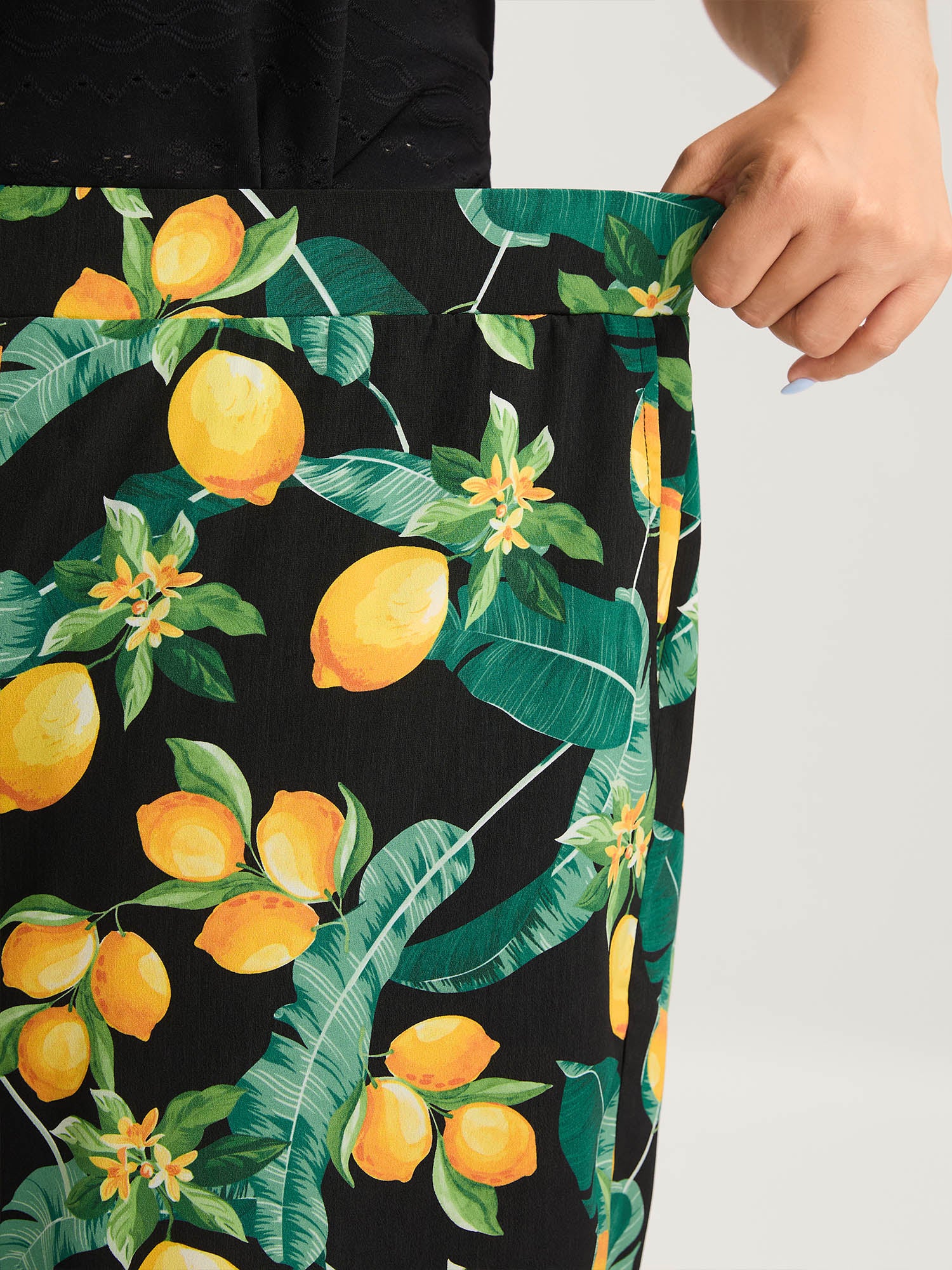 Citrus Print Wide-Leg Pants - Image 4