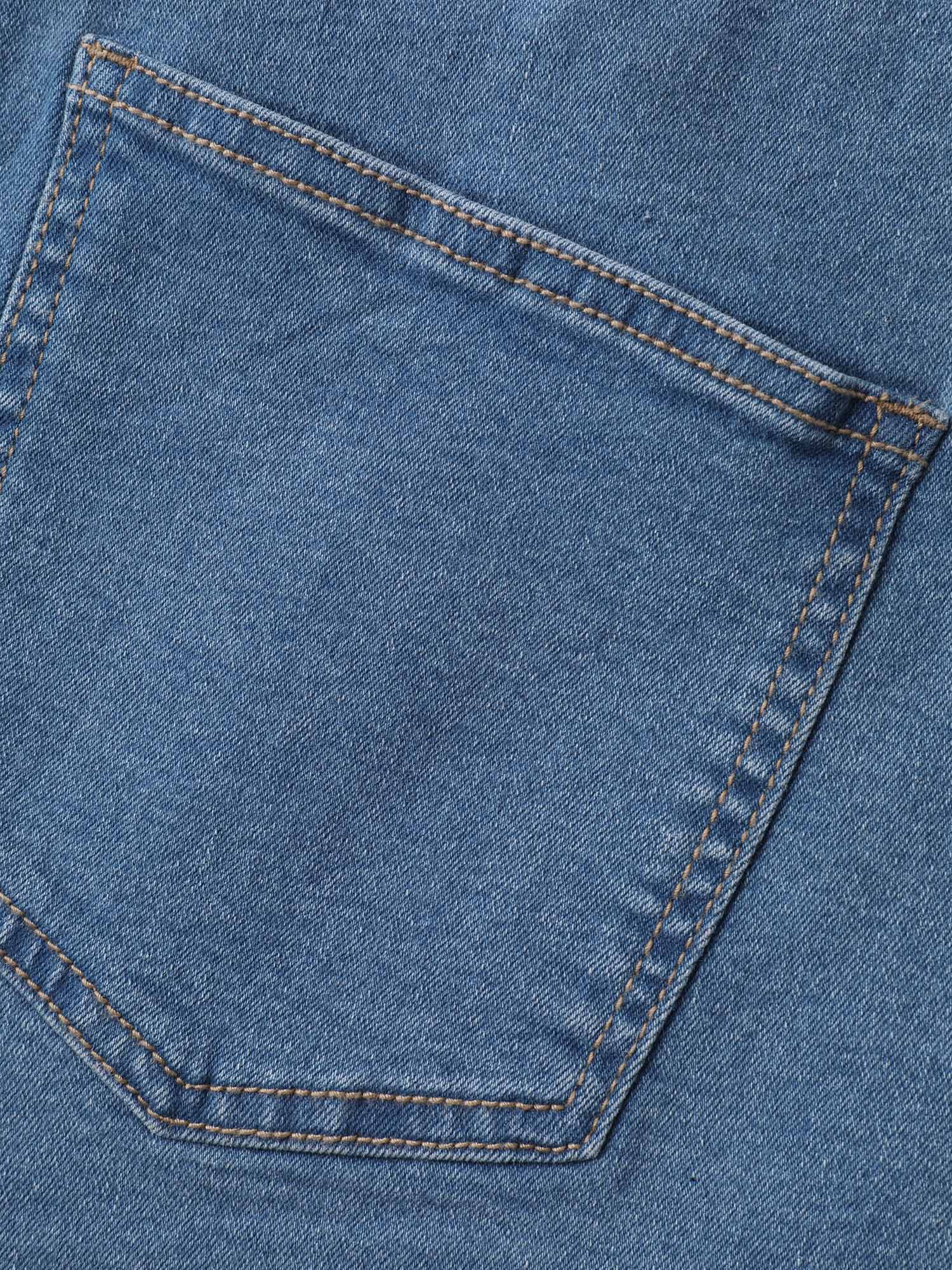 Pull-On Stretchy Waist Straight-Leg Denim Shorts - Image 6