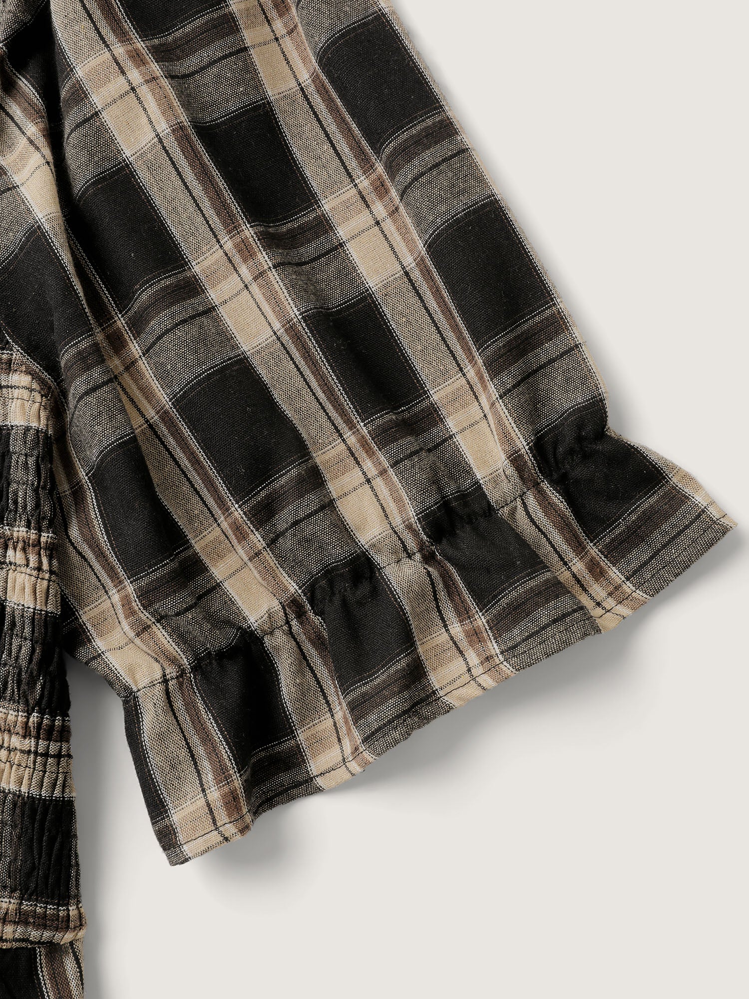 Classic Plaid Print Shirred Bodice Jumpsuit - Image 5