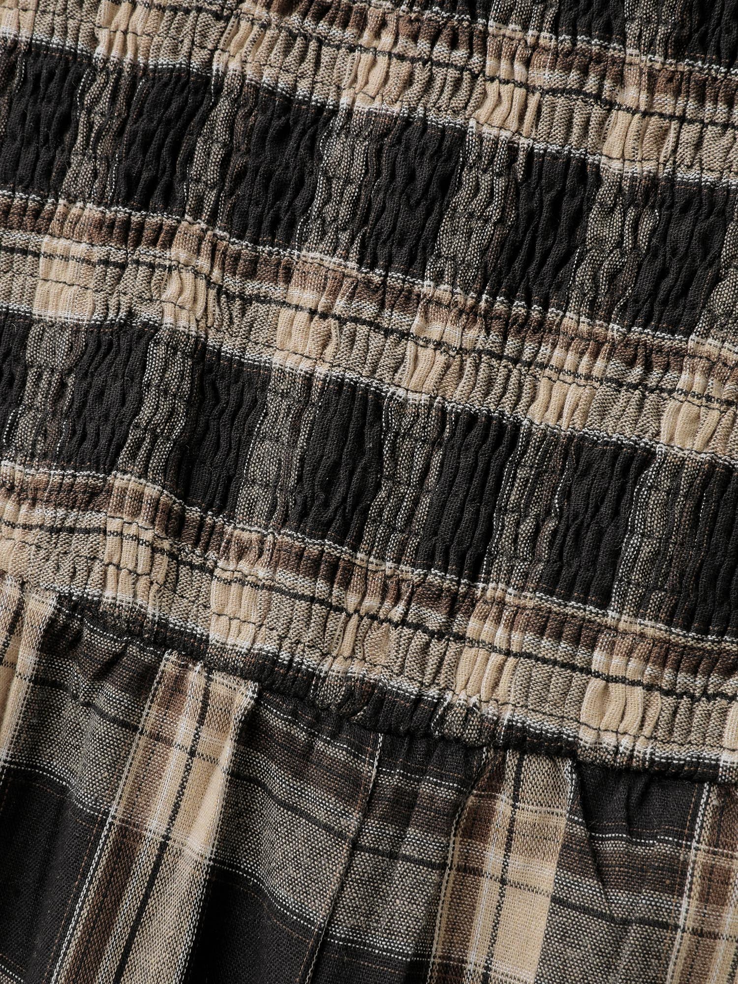 Classic Plaid Print Shirred Bodice Jumpsuit - Image 6